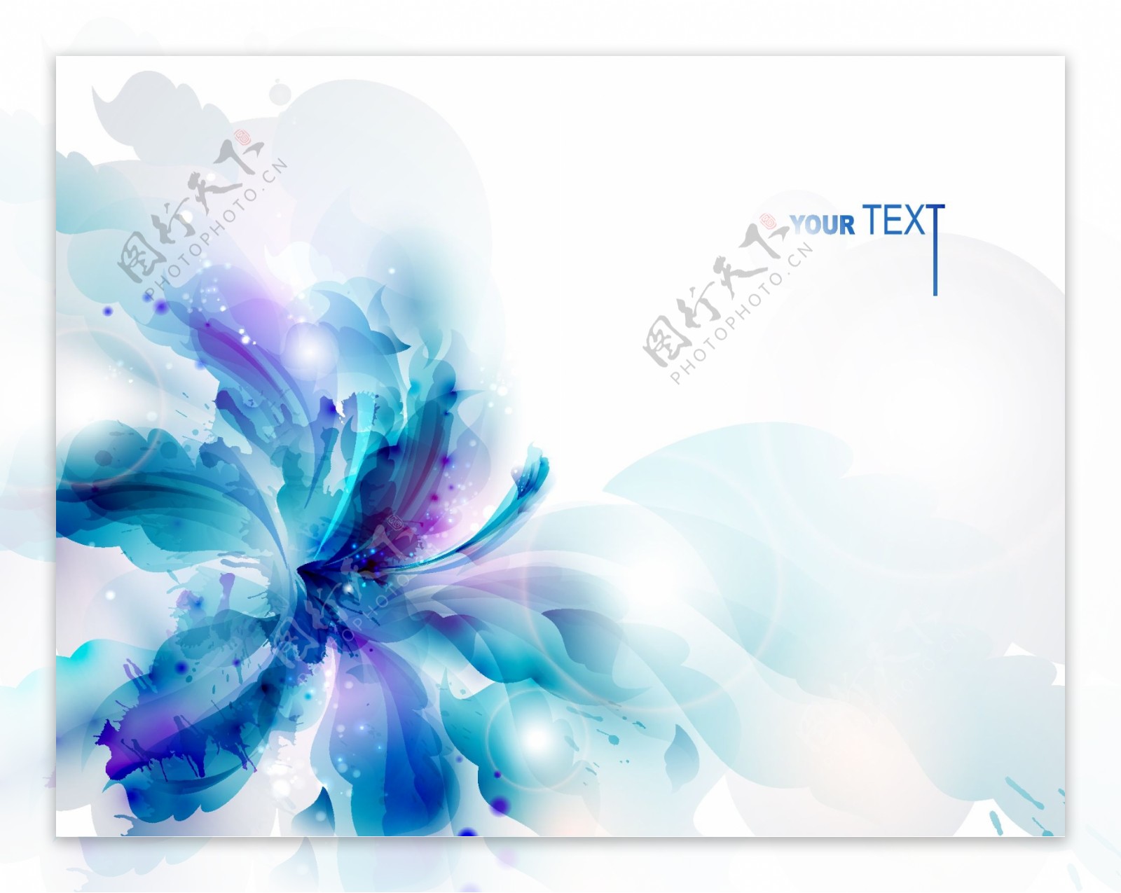 蓝色梦幻花纹卡片设计文本模板矢量素材