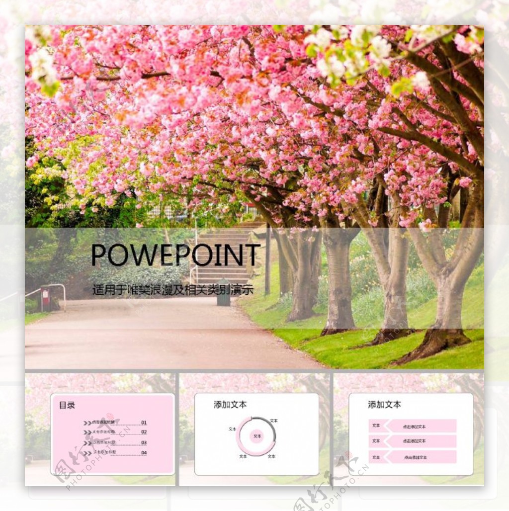 粉色樱花ppt模板