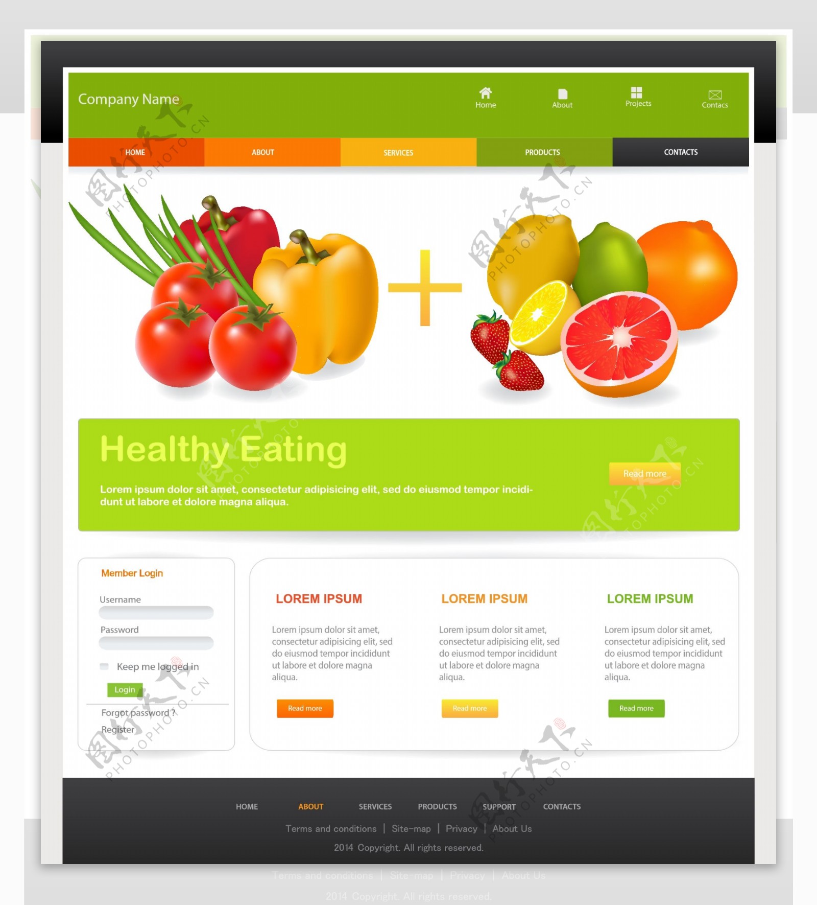 蔬菜水果网站模版图片