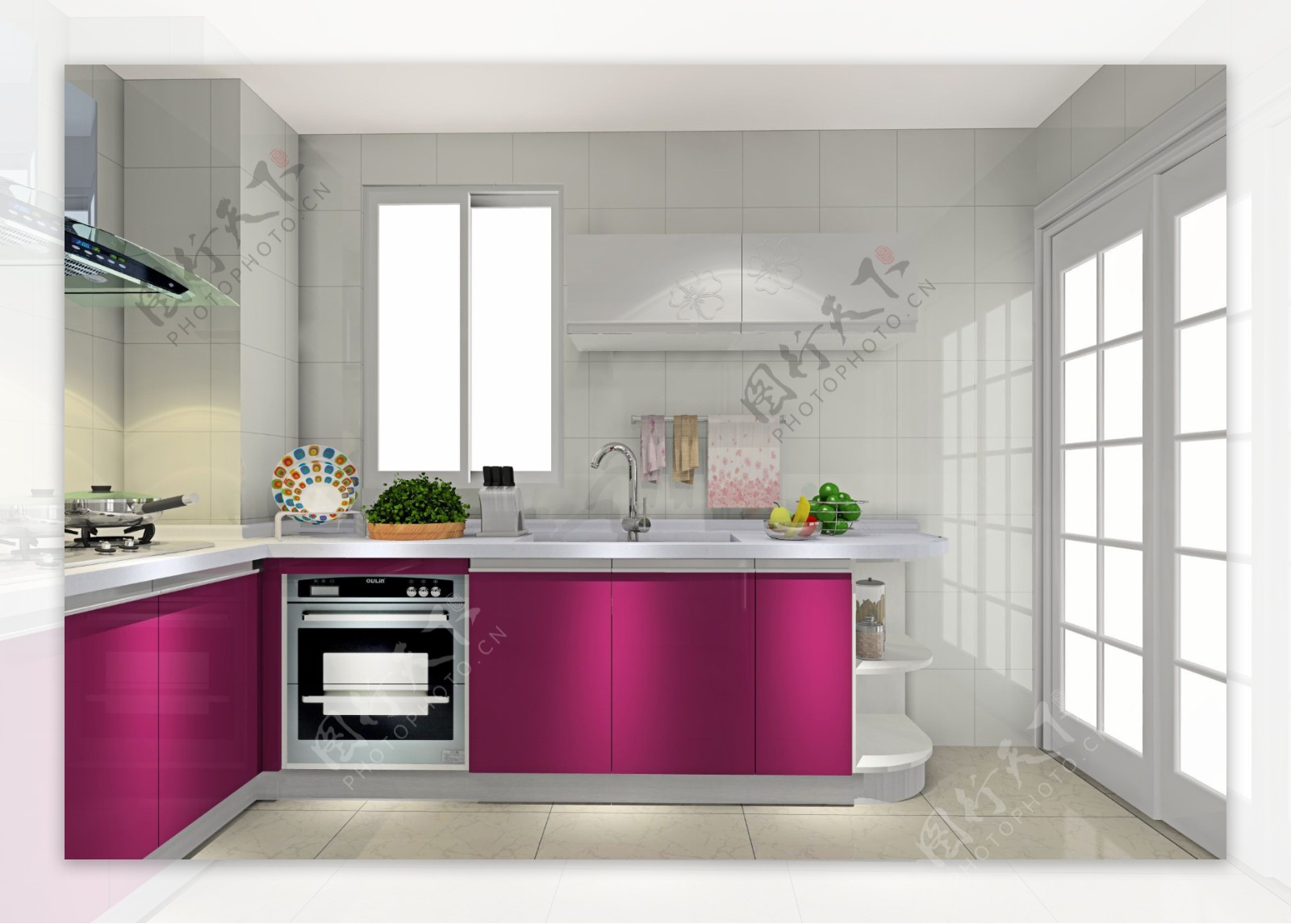 紫色简约小厨房