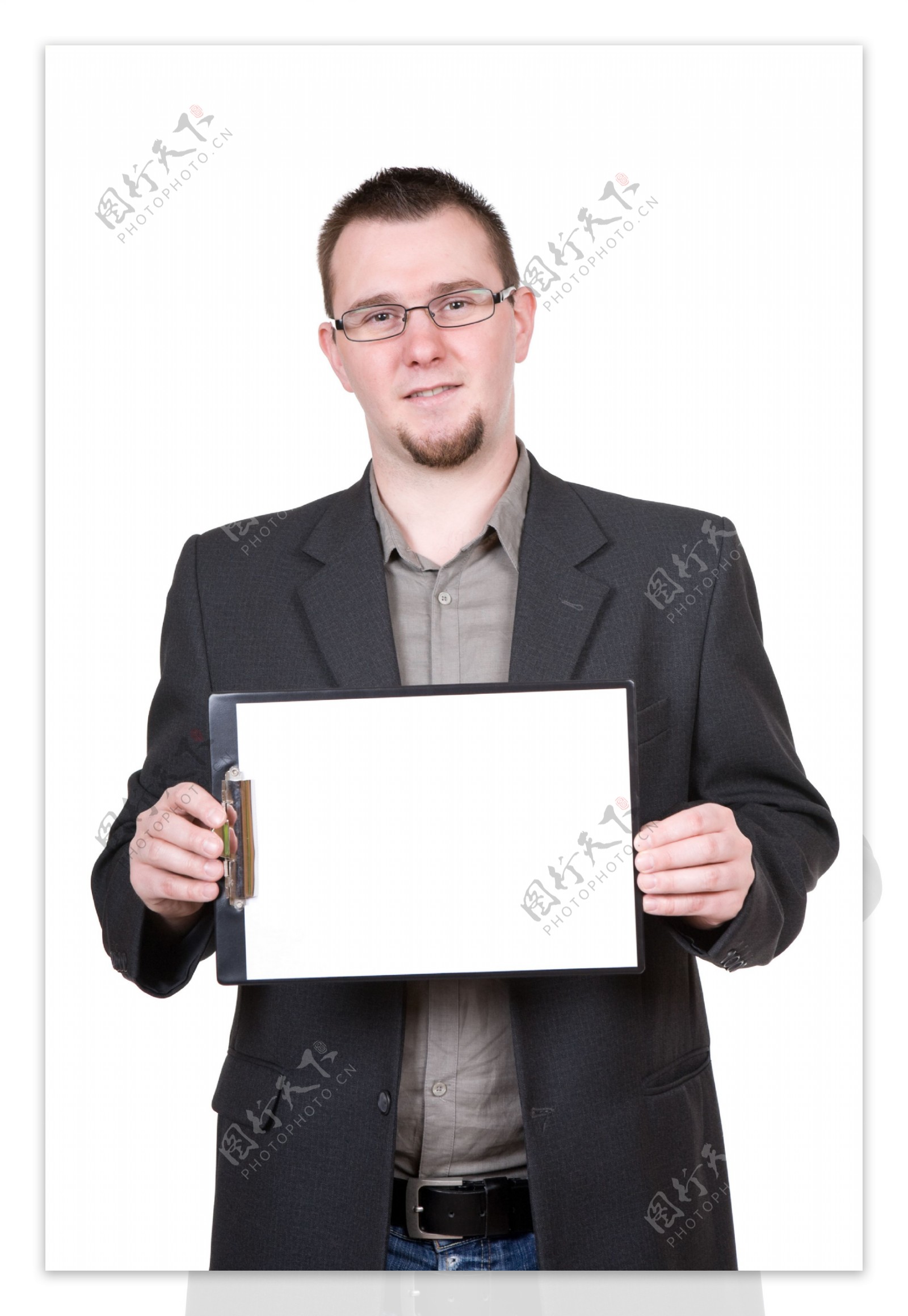 手拿空白文件夹的人商务人物图片