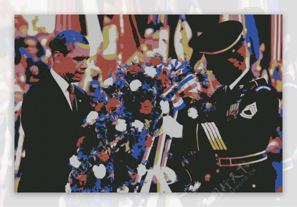 美国陆军和奥巴马总统敬献花圈