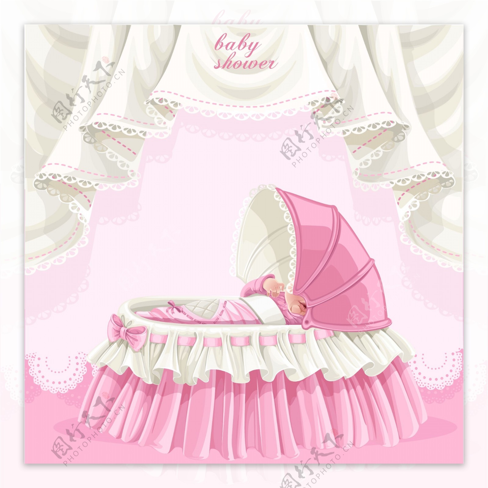 粉色婴儿衣服用品矢量图片