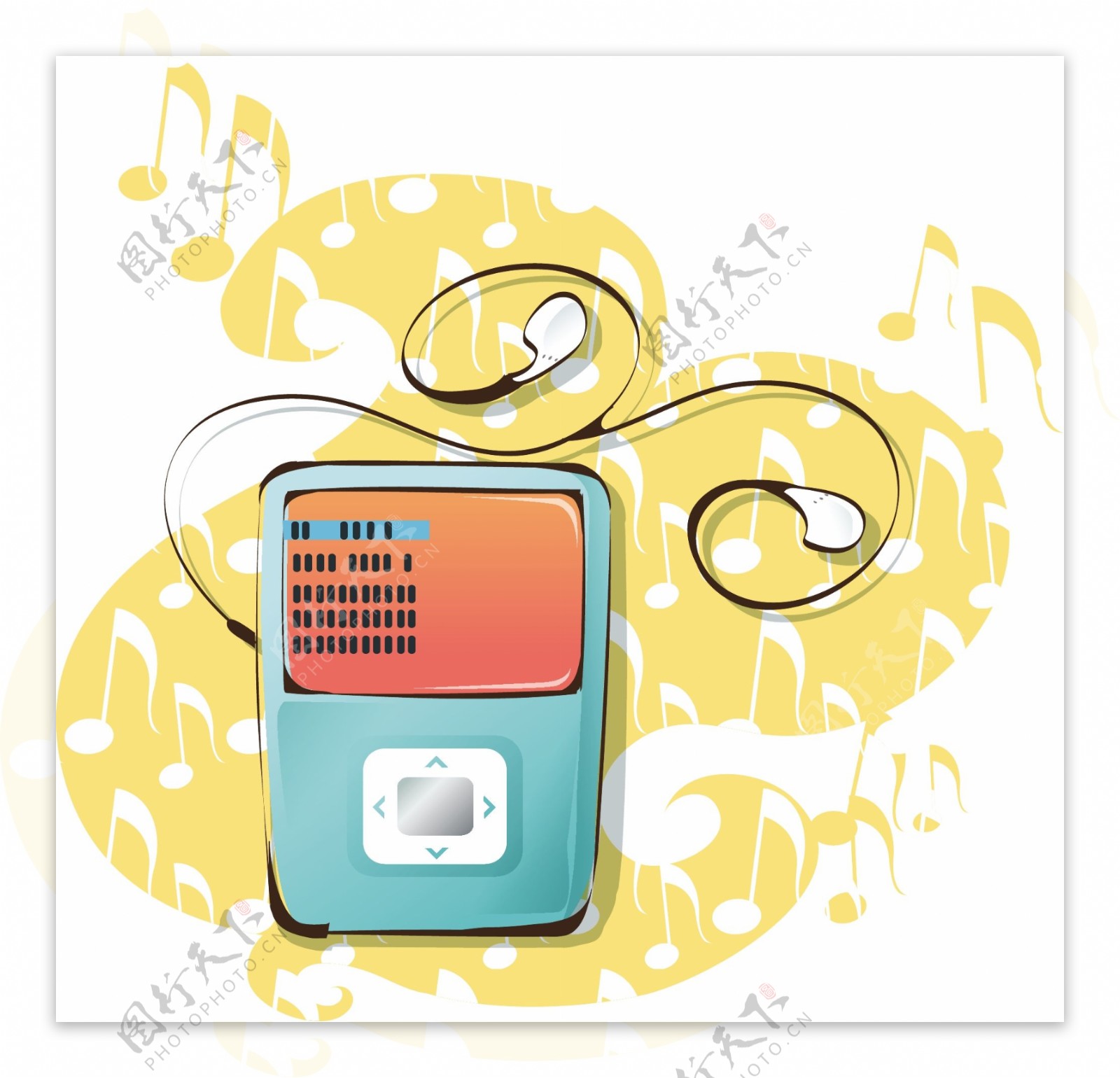 矢量素材手绘电器MP3