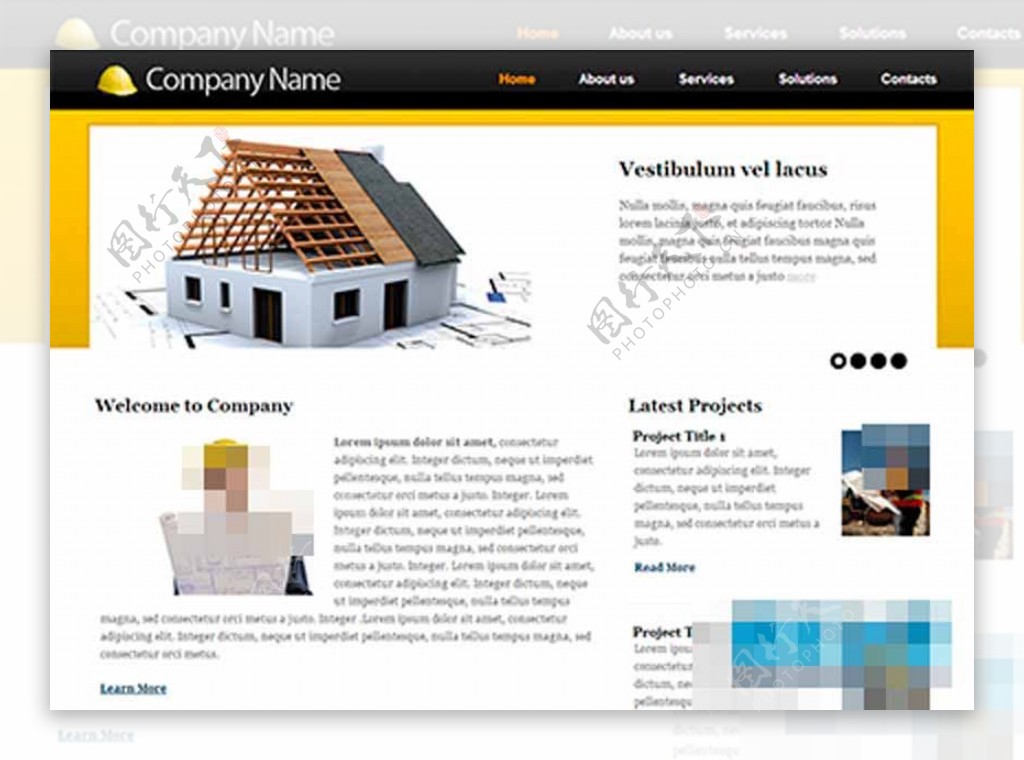 黄色大气的建筑工地企业网站模板