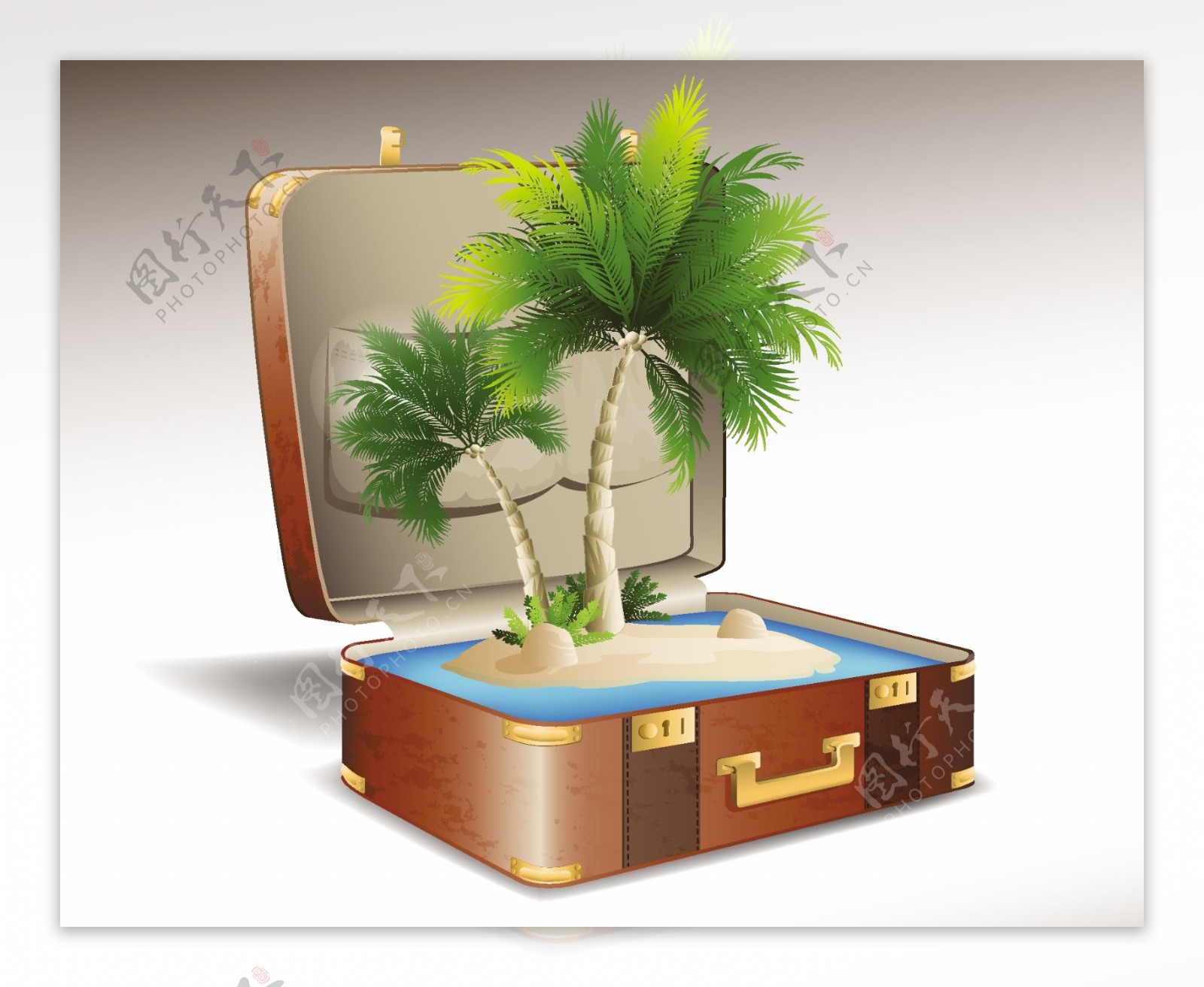 旅游要素和创作背景设置01个手提箱