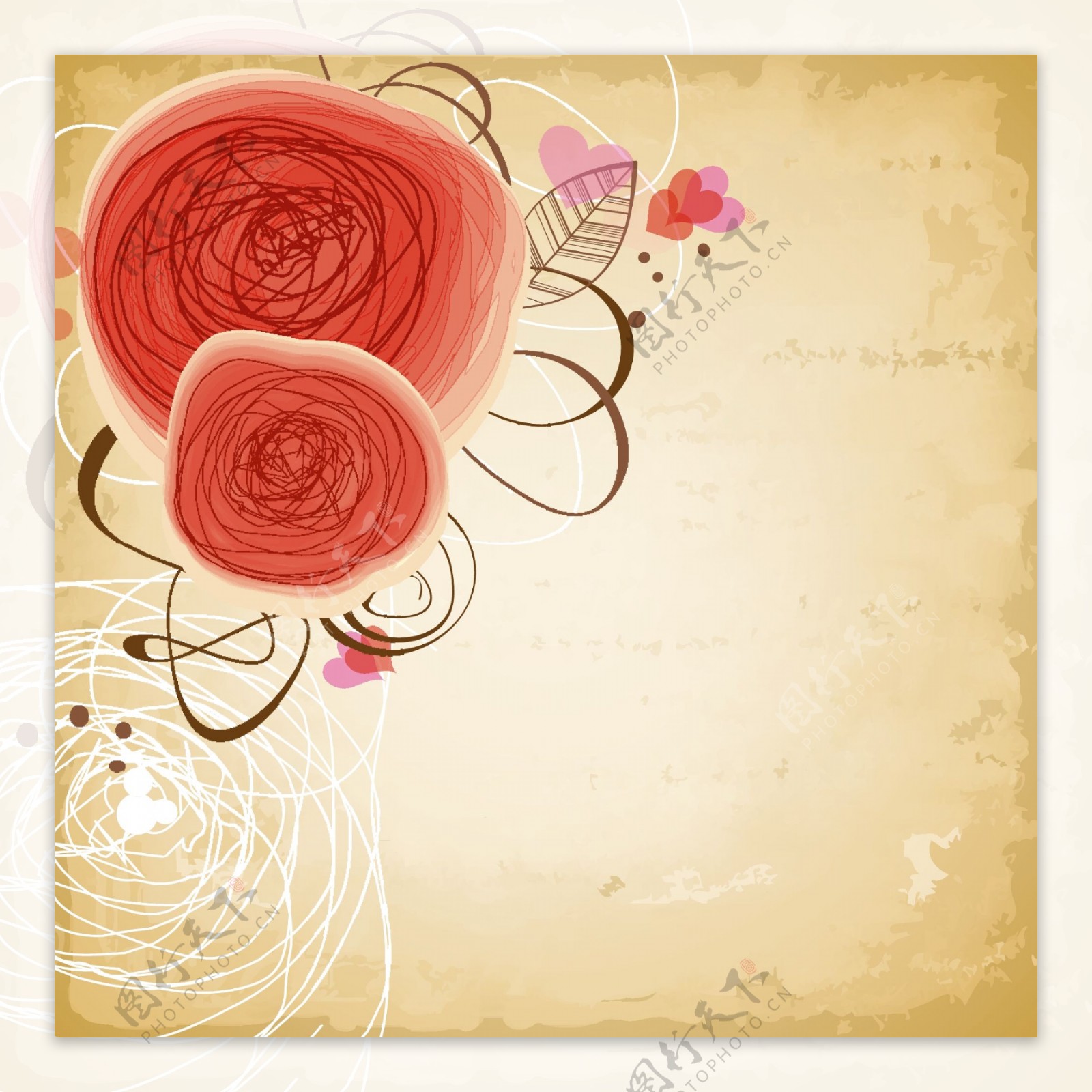 矢量彩色玫瑰花纹背景素材