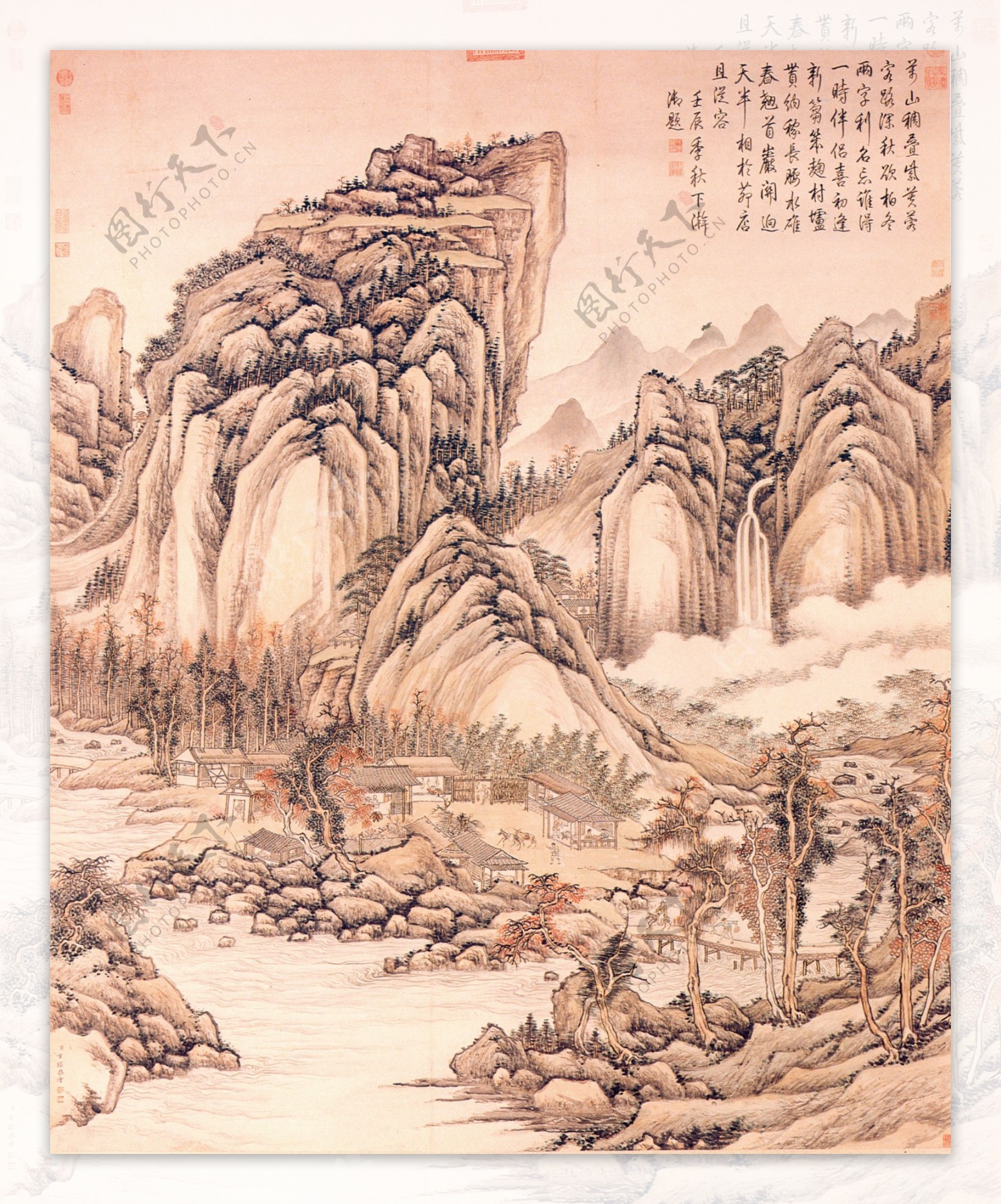 中国民间艺术品中华刺绣民间艺术山水画清明上河图古画花瓶风景画工女绣女古人民间艺术画PSD分层素材源文件中国传统元素整合图库