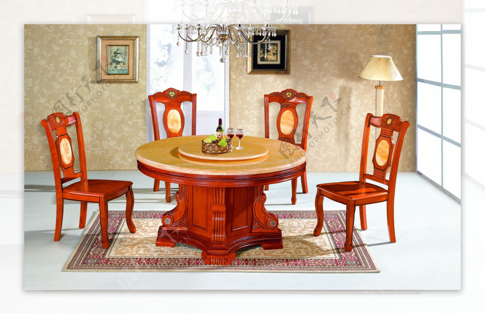 实木餐台餐椅图