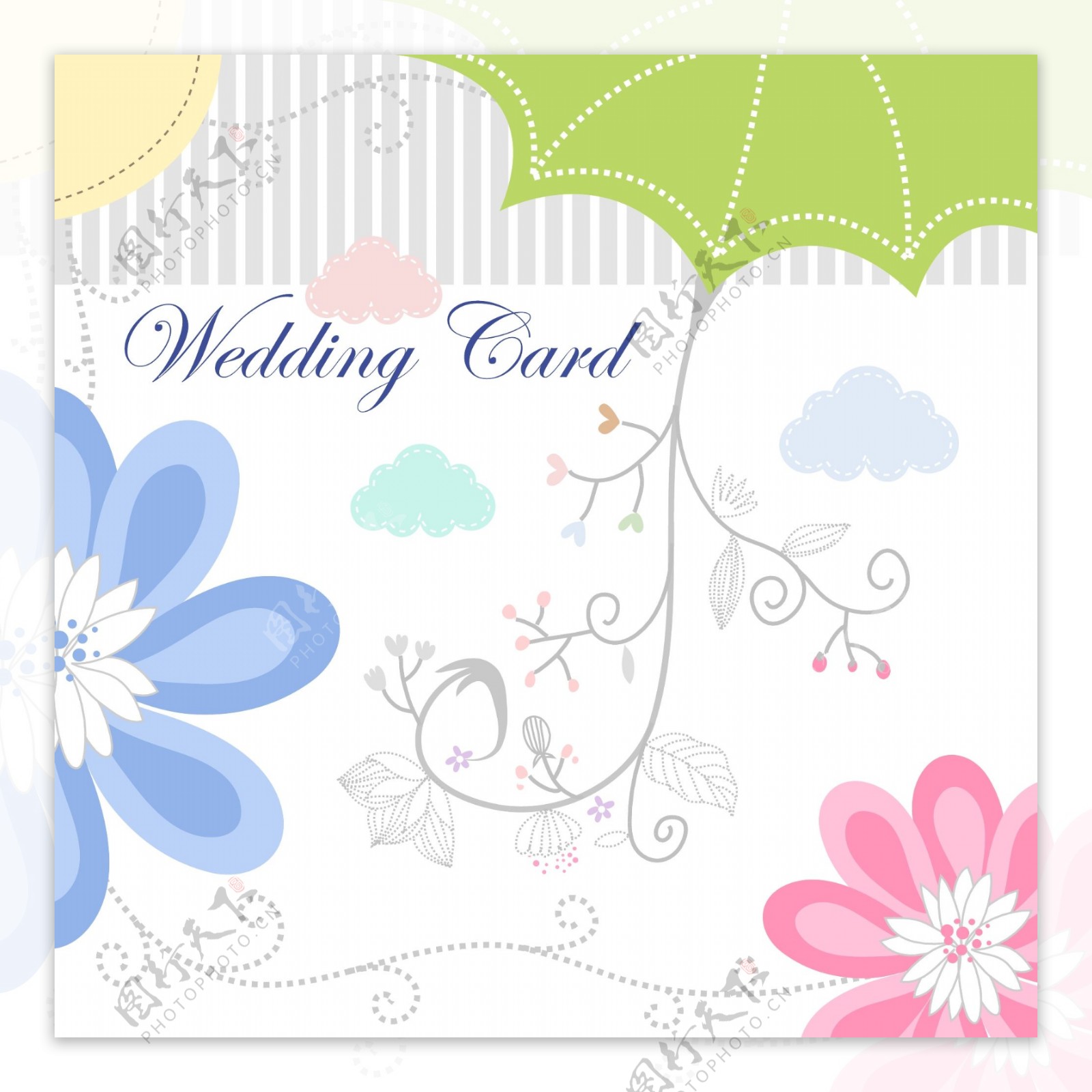 婚礼花纹卡片矢量模板素材2