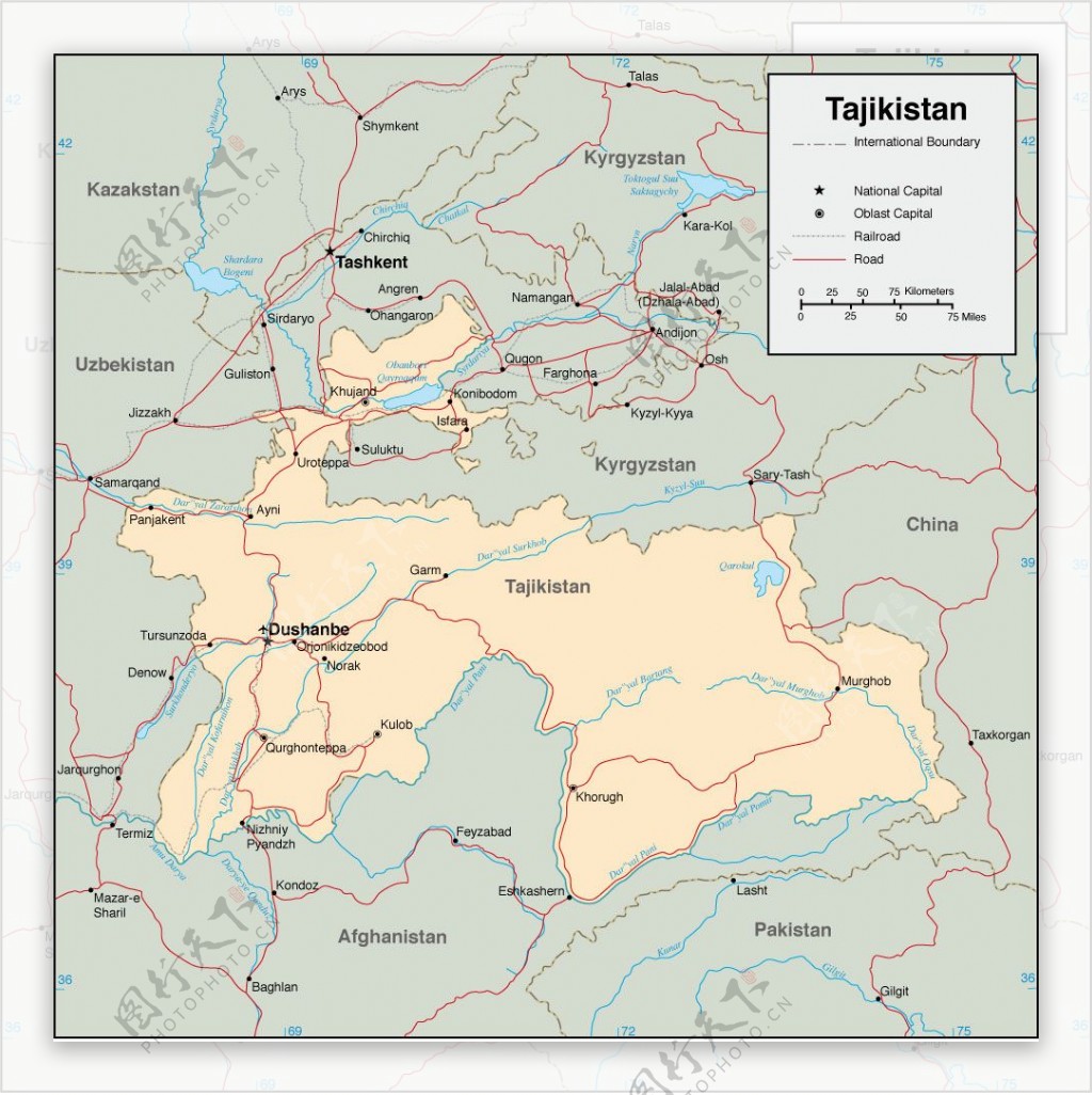 塔吉克斯坦共和国地图