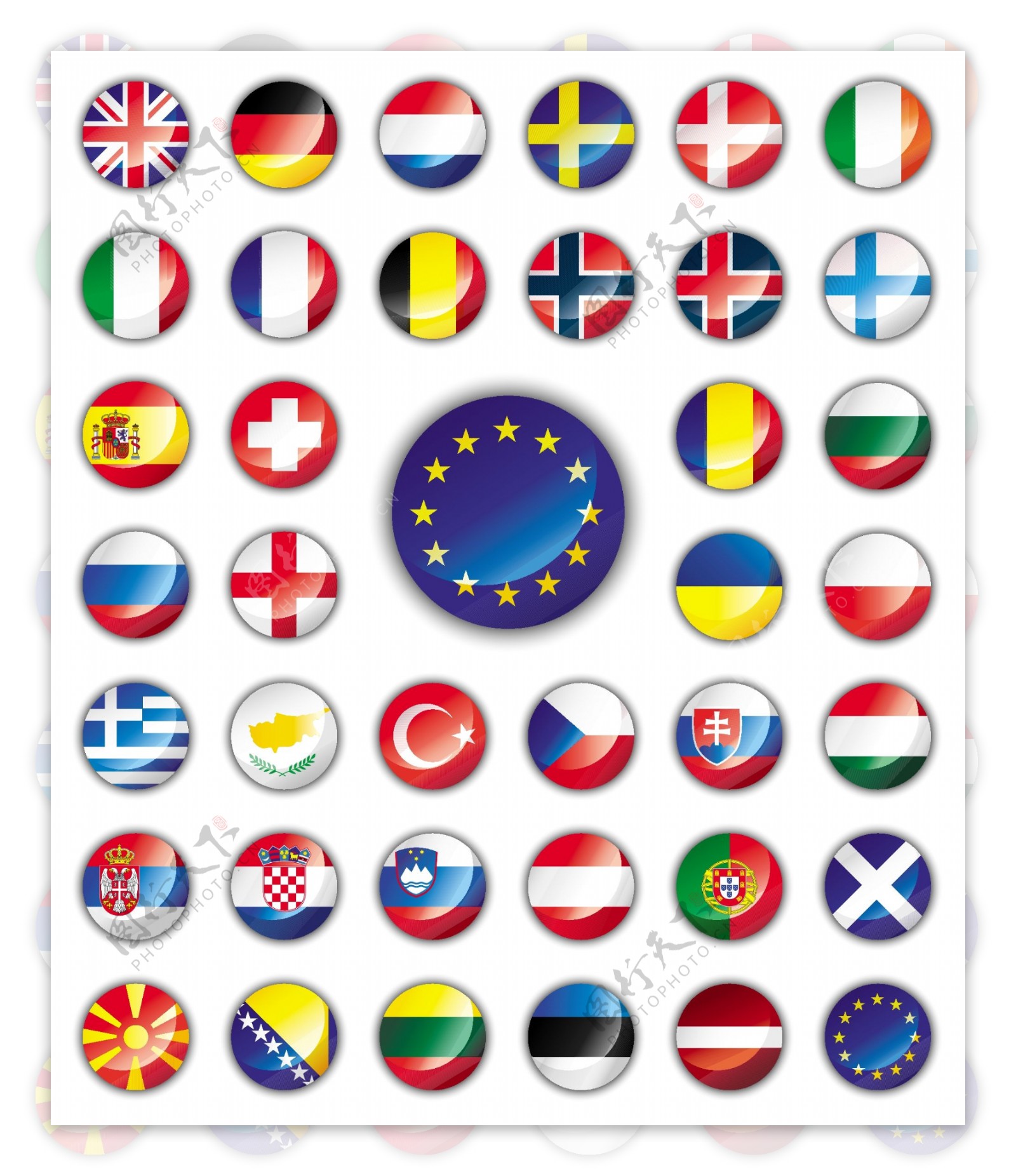 集世界国旗图标矢量02混合设计