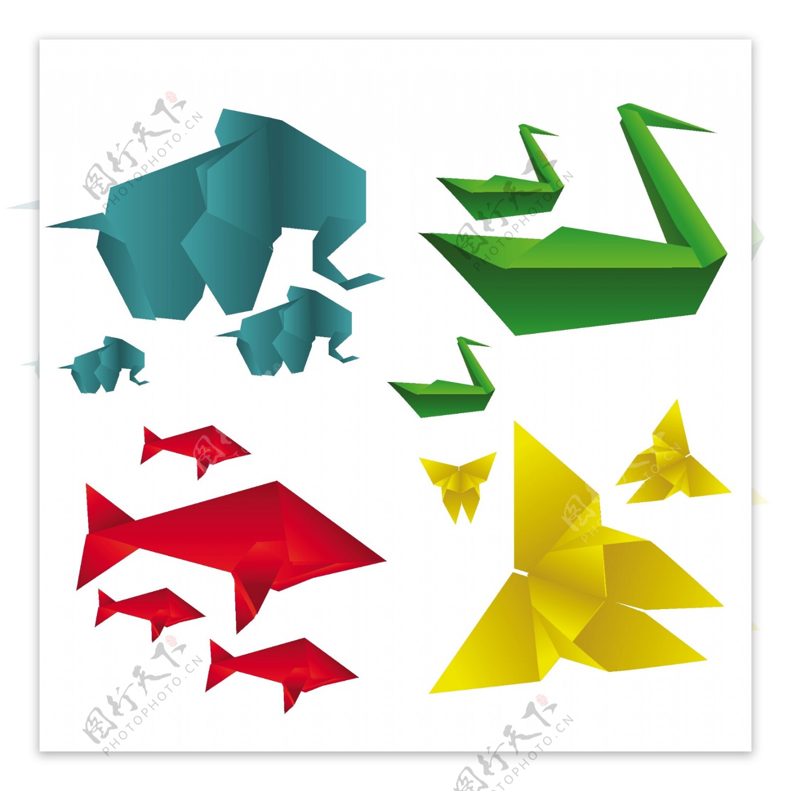 各种折纸动物设计矢量素材01