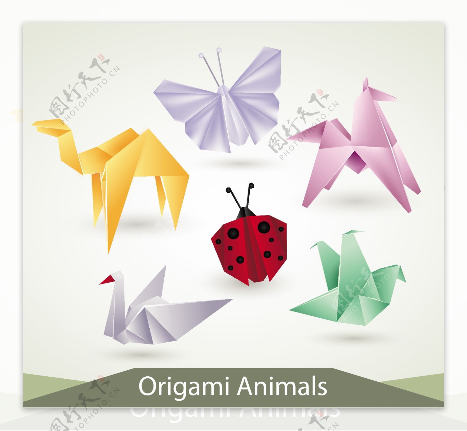 各种折纸动物设计矢量素材04