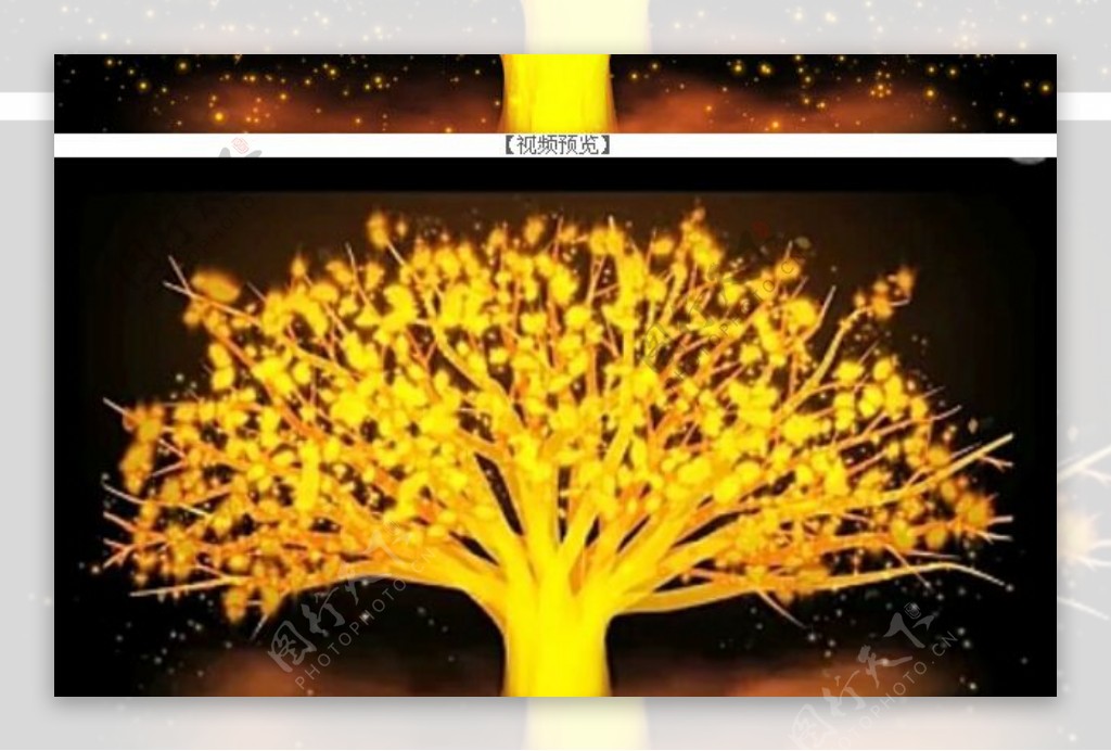黄金发财树生长视频素材LED片头