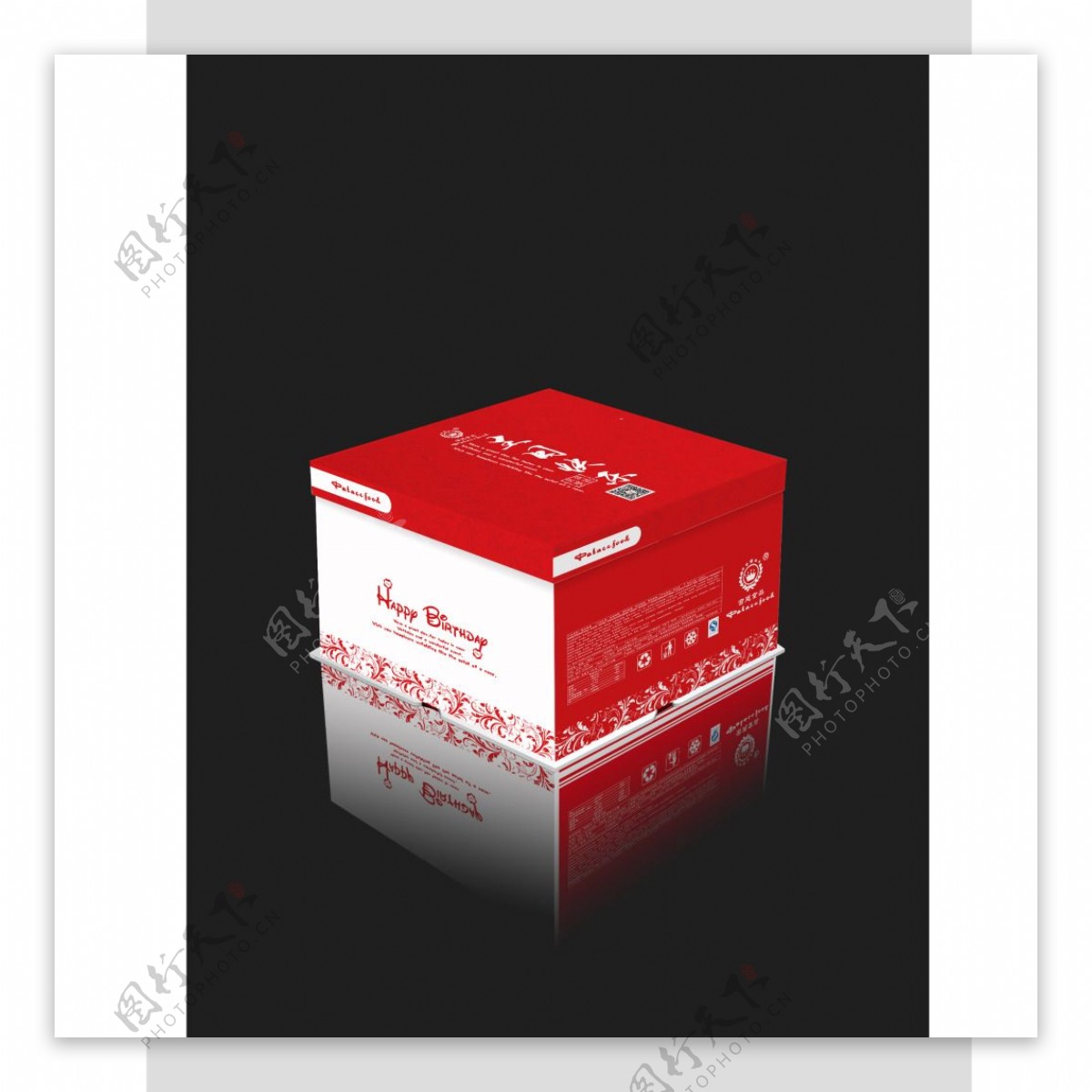 红白蛋糕盒设计