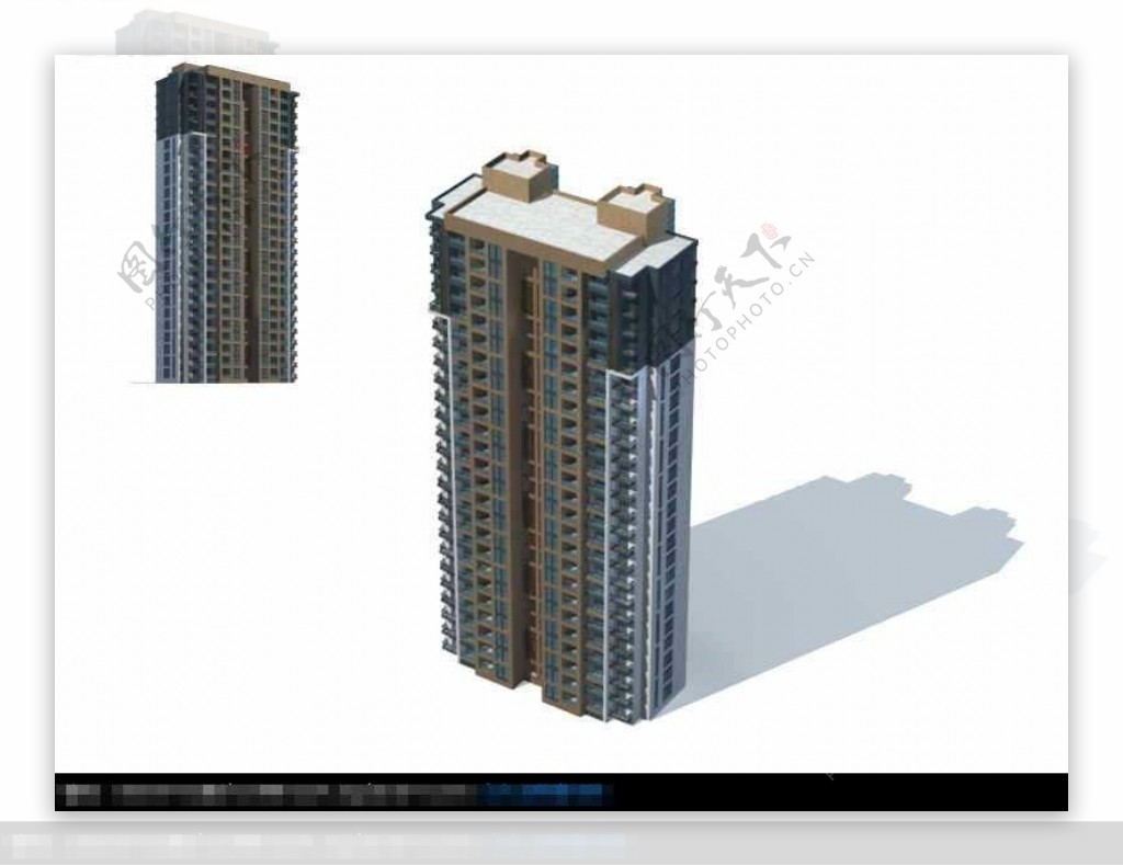 城市高层小区独栋住宅楼3d建筑模型