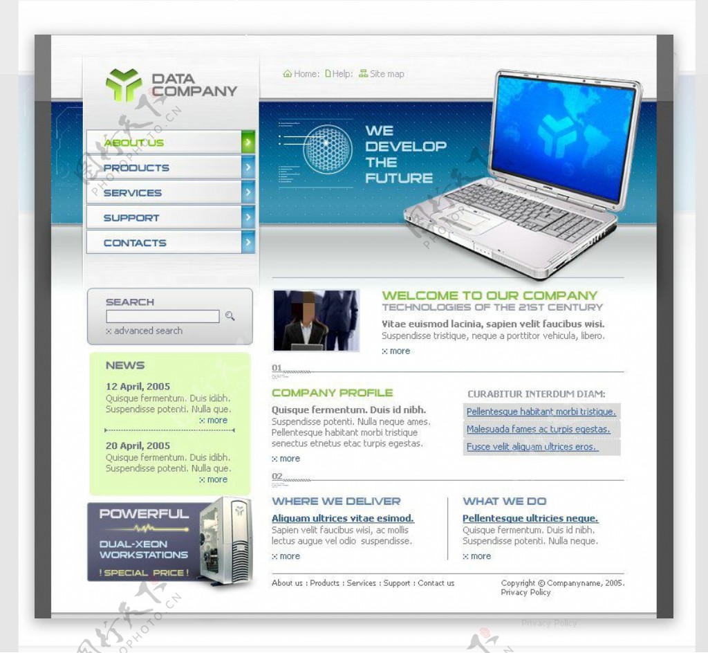 商务电脑网站psd模板