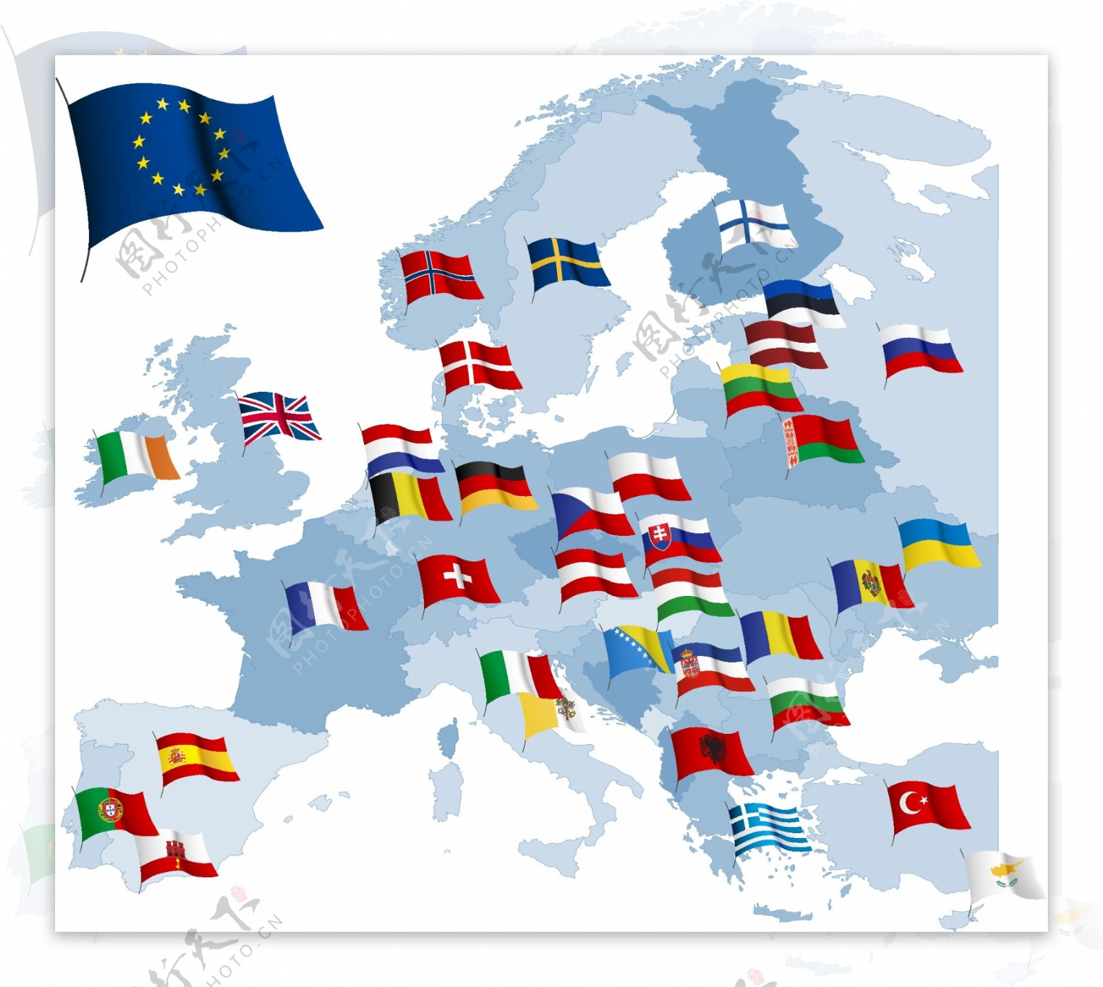 欧盟国家的国旗矢量