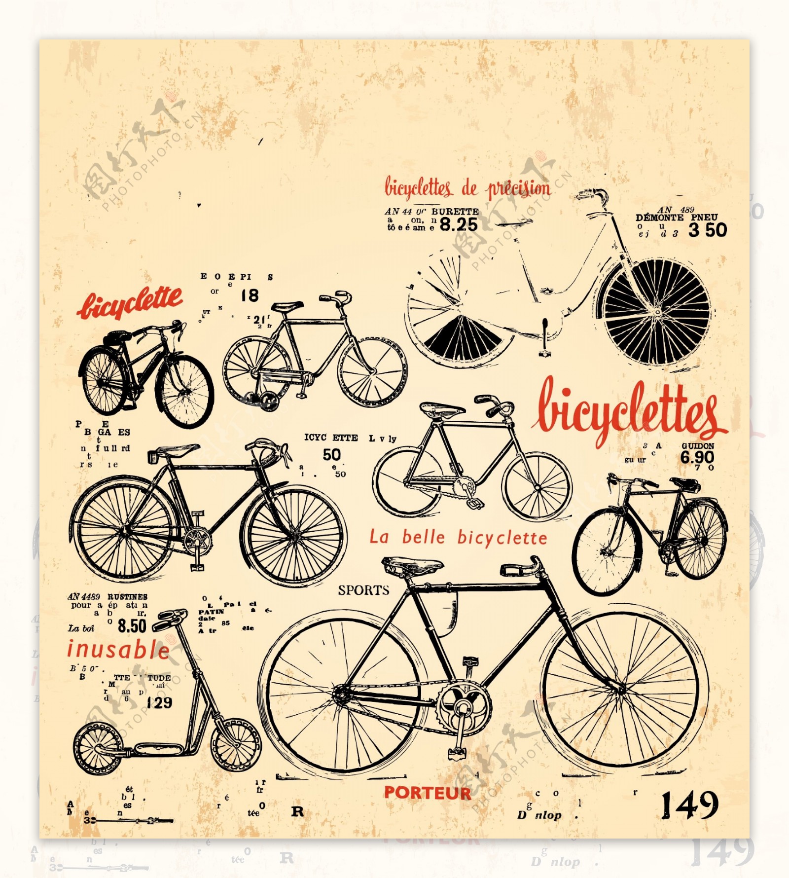 复古自行车海报矢量素材