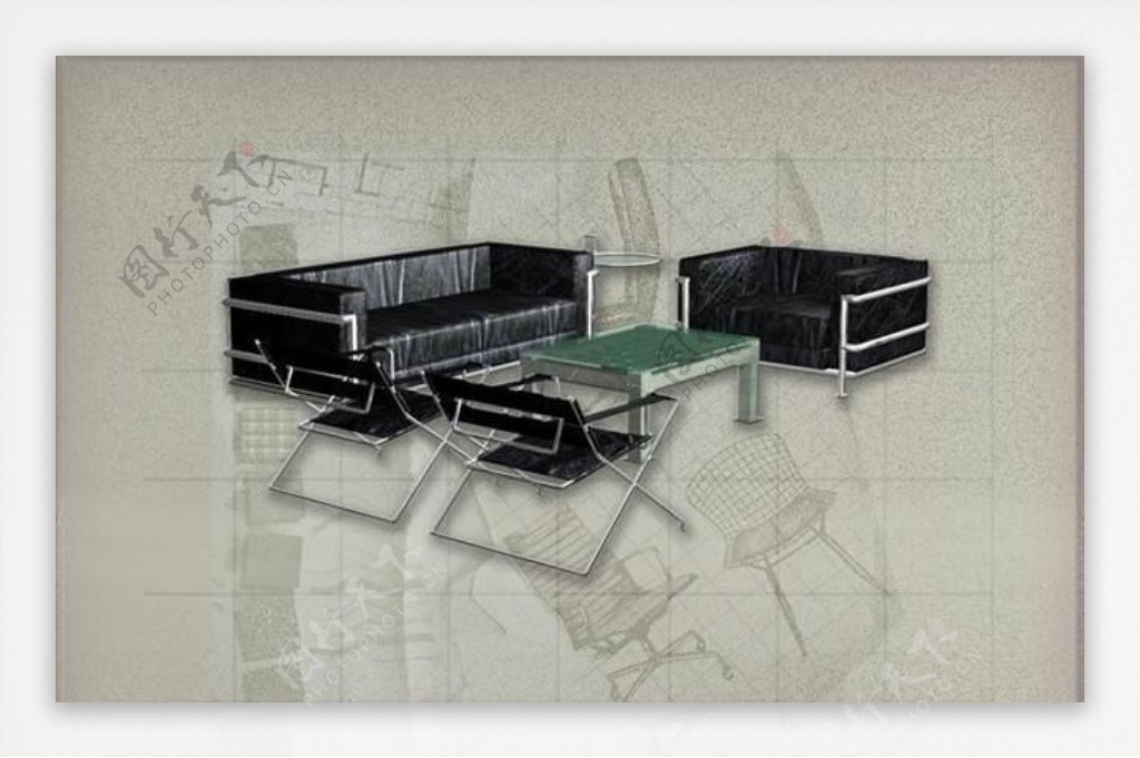 现代主义风格之家具组合3D模型组合021