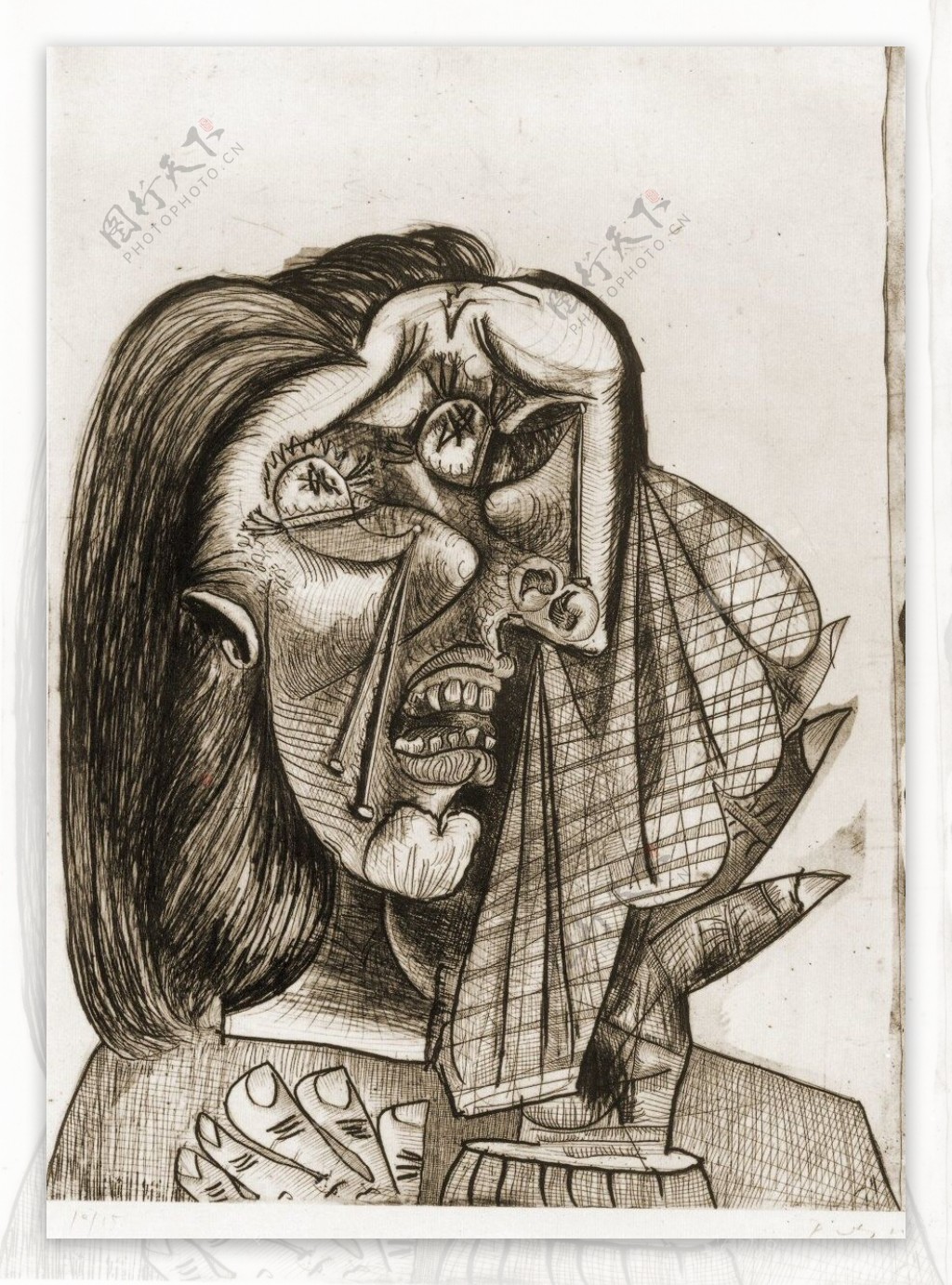 1937LafemmequipleureIVI西班牙画家巴勃罗毕加索抽象油画人物人体油画装饰画