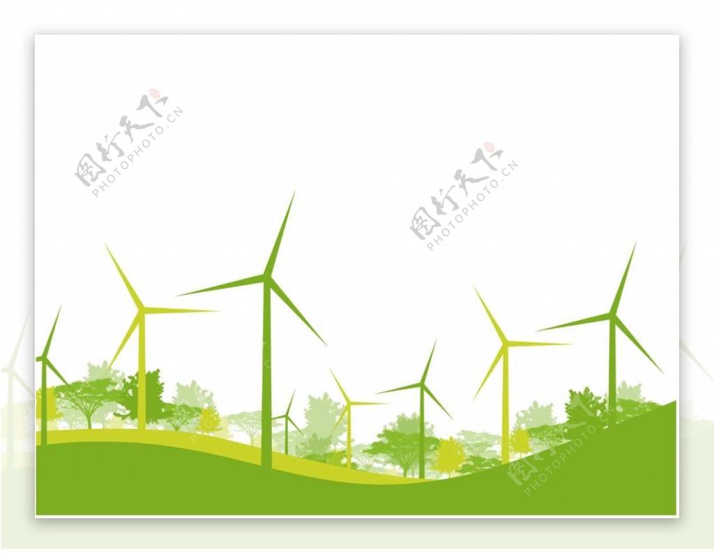 绿色风力发电背景ppt模板