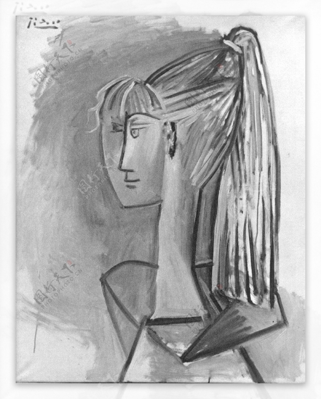 1954PortraitdeSylvetteDavid02西班牙画家巴勃罗毕加索抽象油画人物人体油画装饰画
