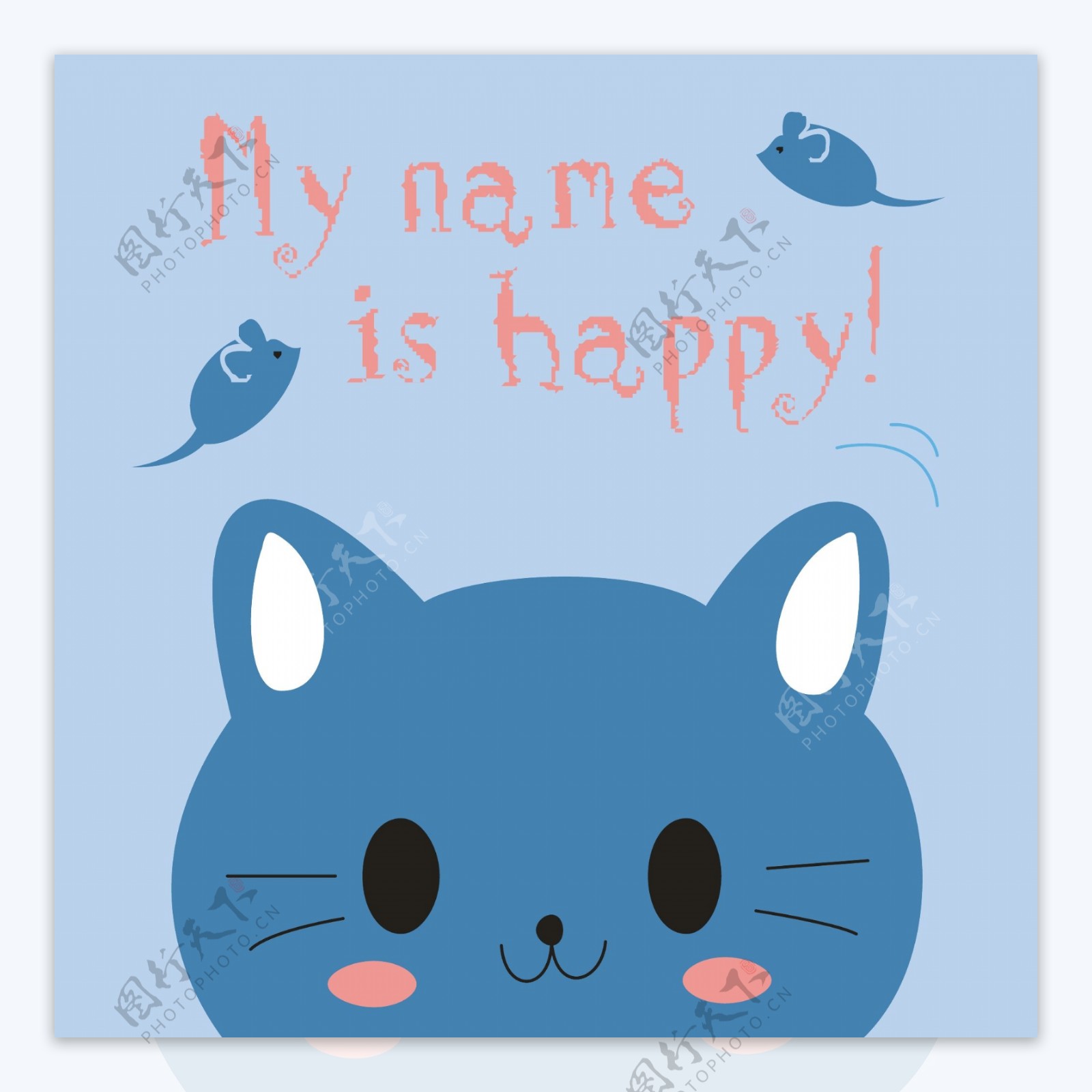 印花矢量图可爱卡通动物猫老鼠免费素材