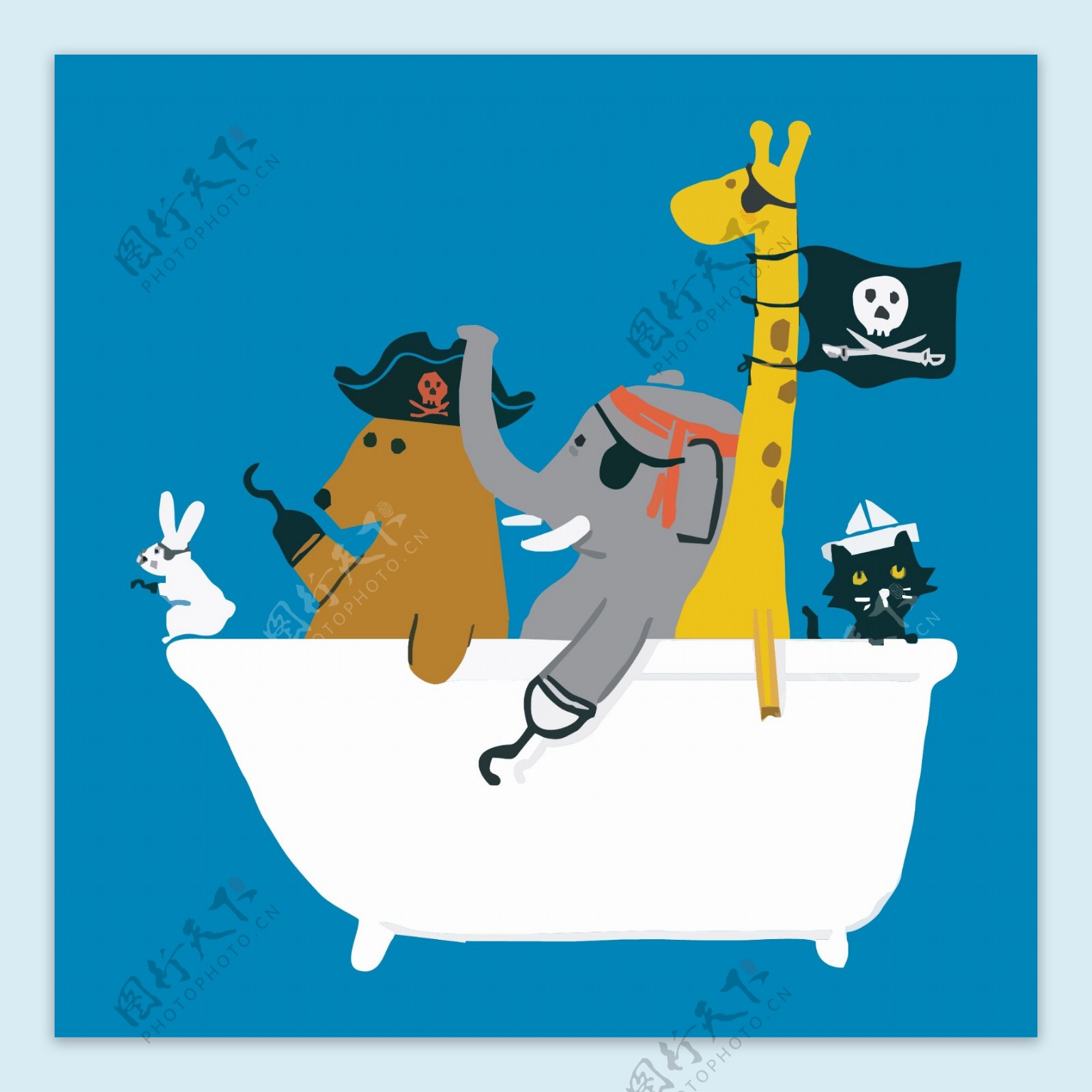 卡通海盗船动物海盗图片
