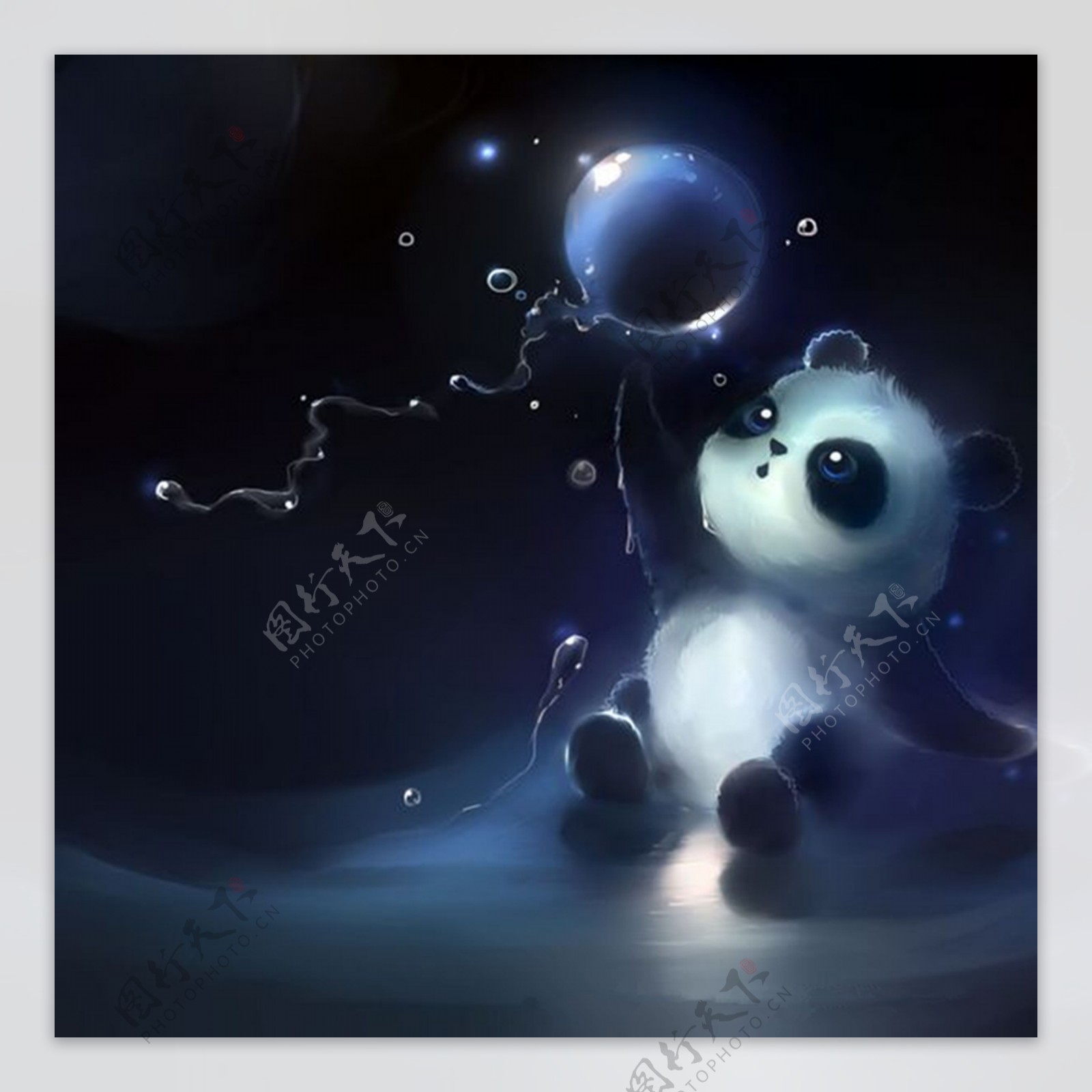 水彩插画之气球熊猫