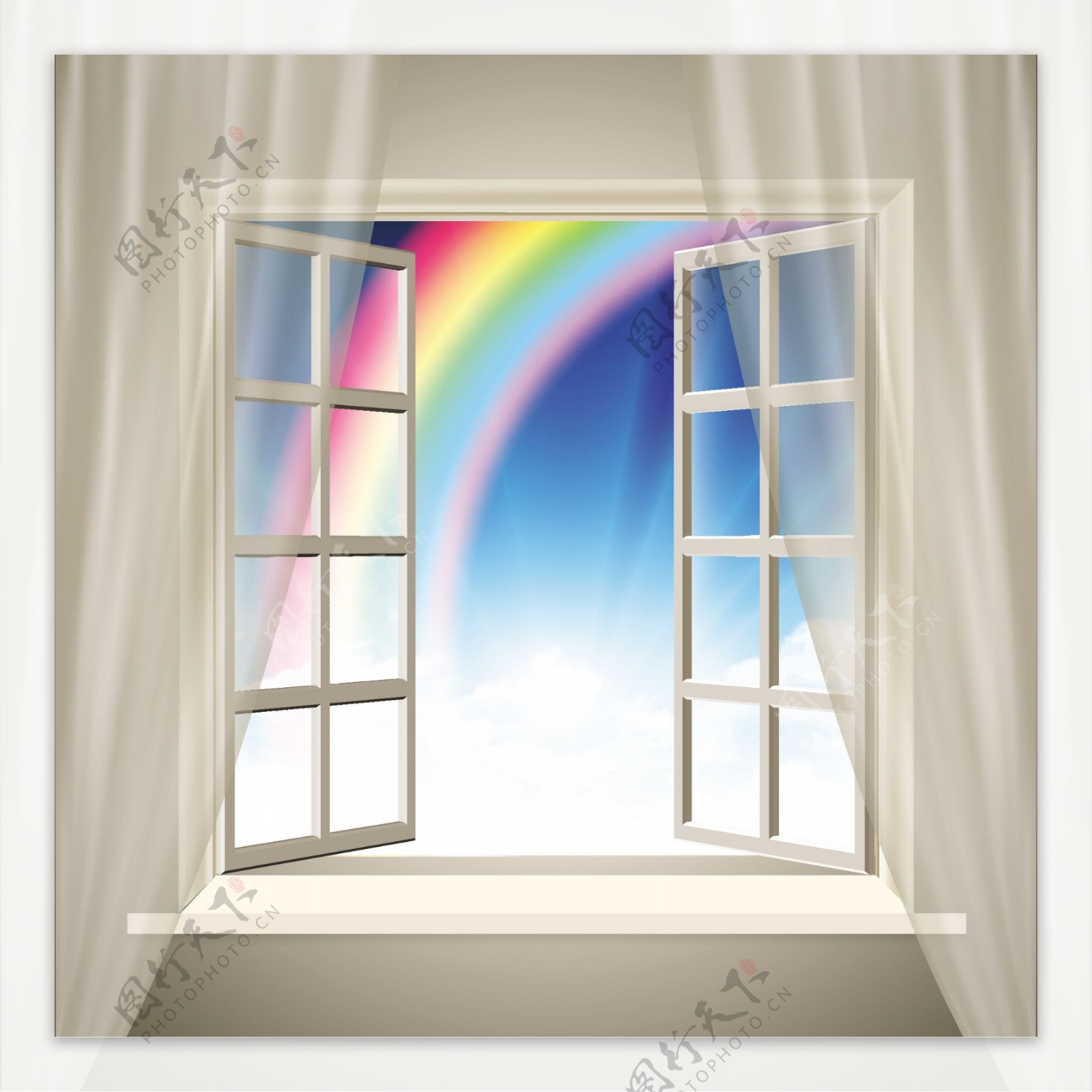 矢量窗帘彩虹设计