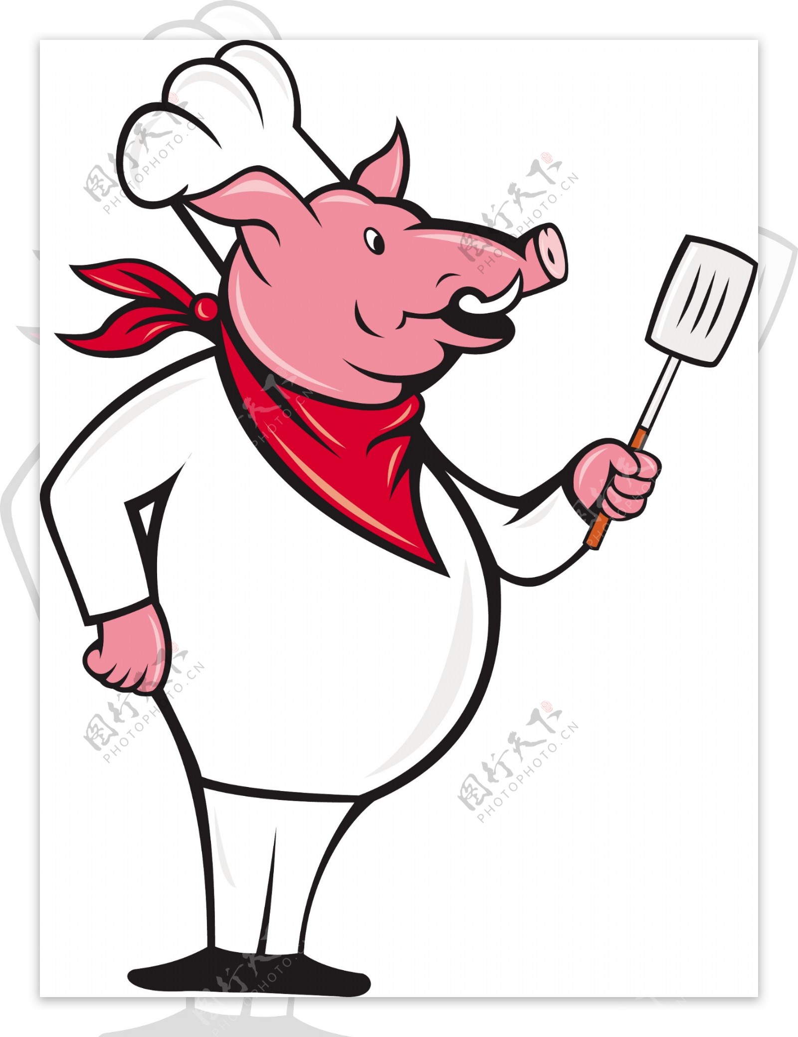 野生的猪猪的厨师用抹刀卡通