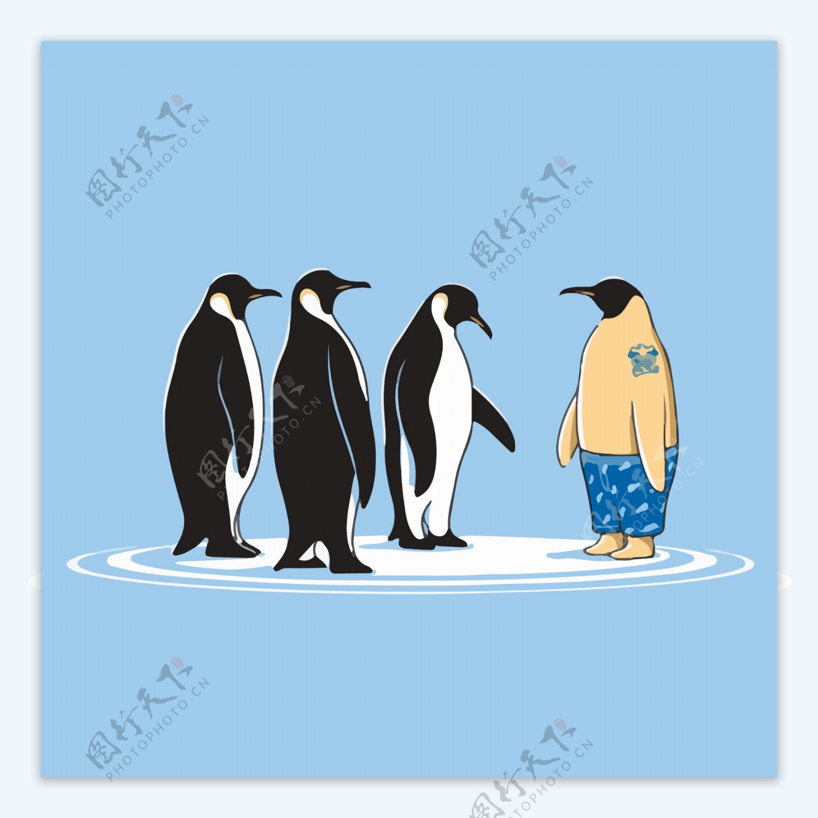 印花矢量图动物企鹅男装少淑女装免费素材