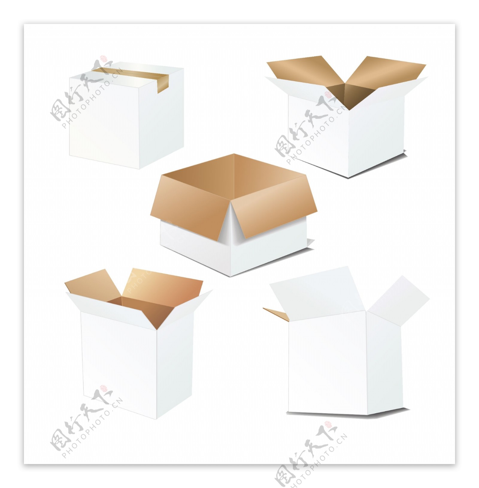 白色纸箱矢量设计矢量图