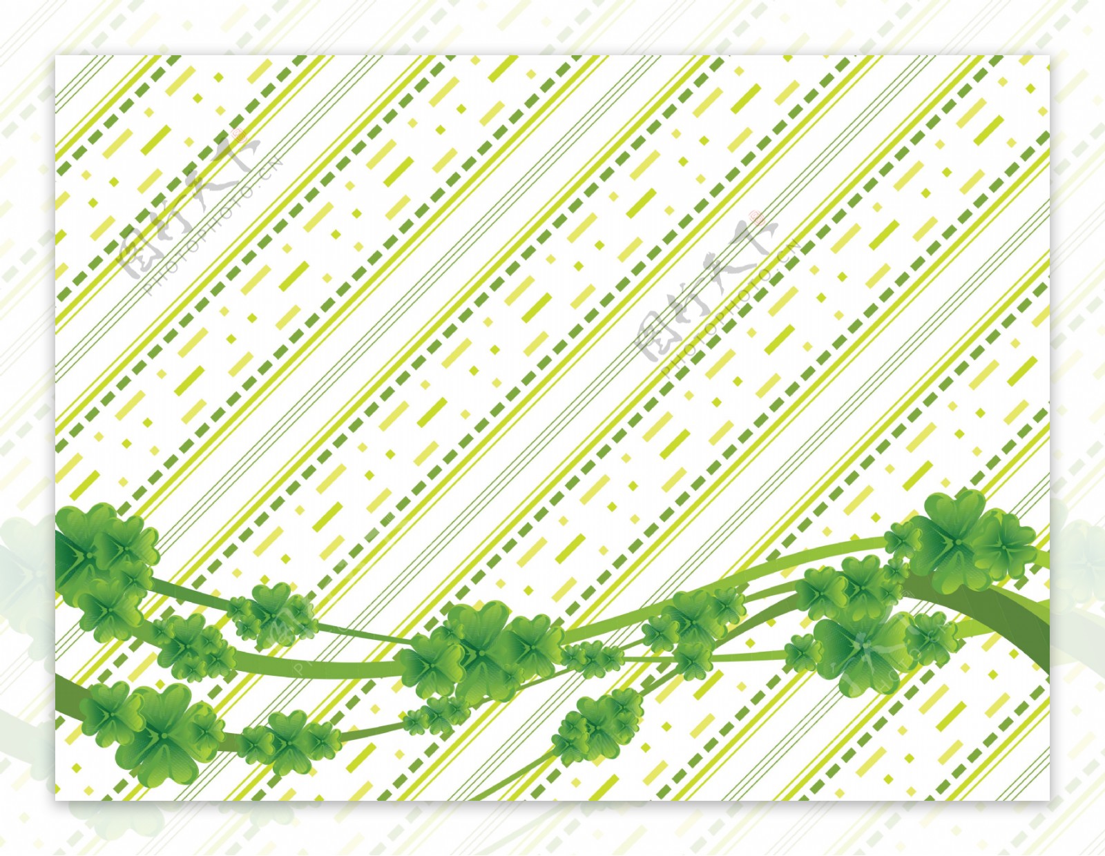 绿色的斜线和四叶草壁纸17三月