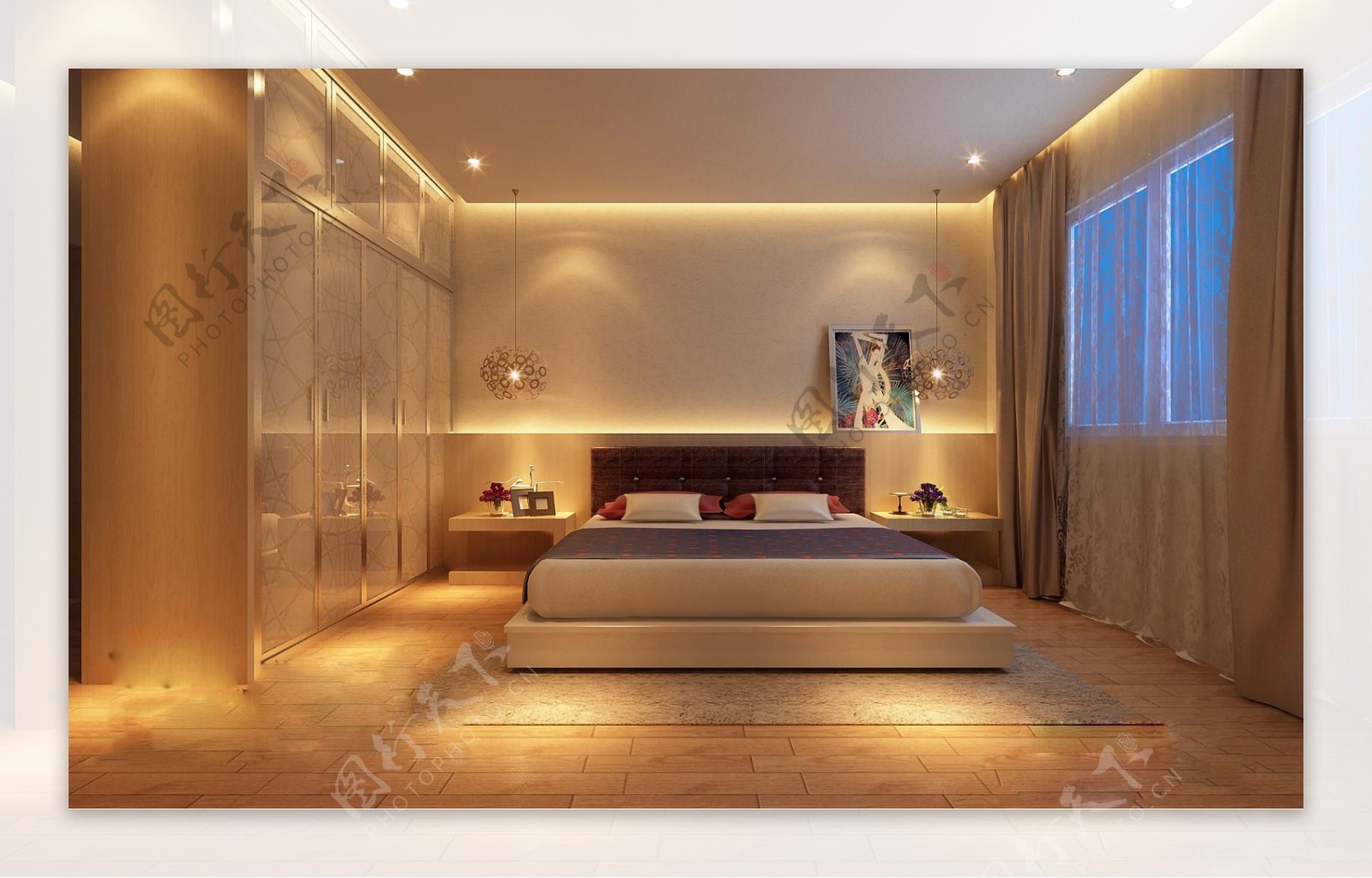 暖色卧室素材设计