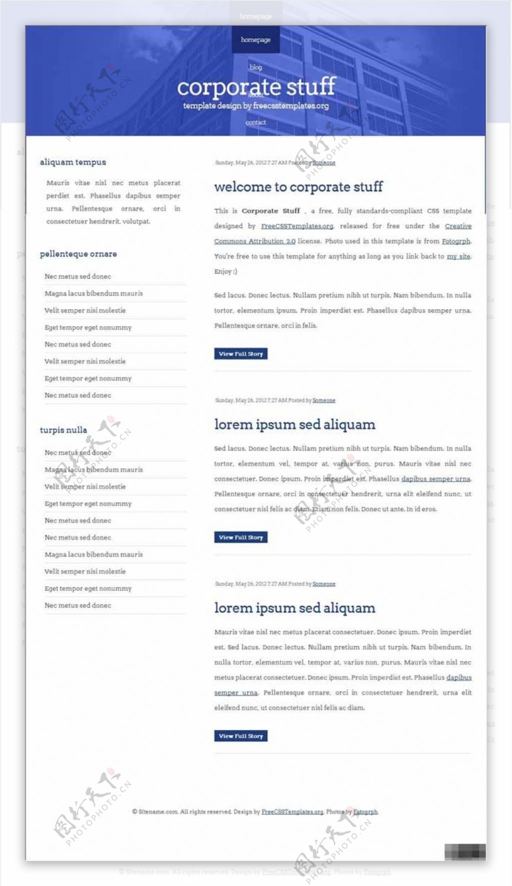 蓝色企业资料网页模板