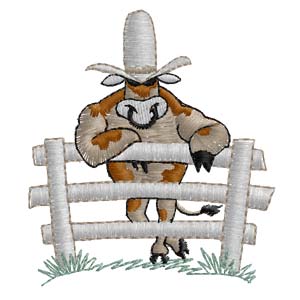 绣花动物牛色彩栅栏免费素材