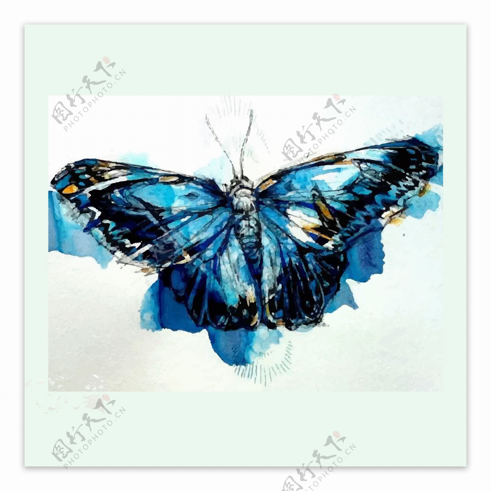 印花矢量图艺术效果水彩昆虫蝴蝶免费素材