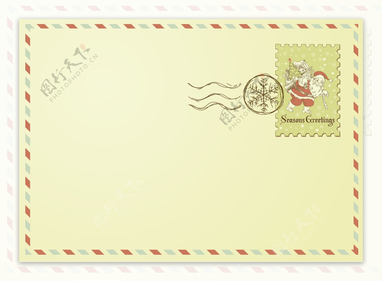 圣诞邮票的信封