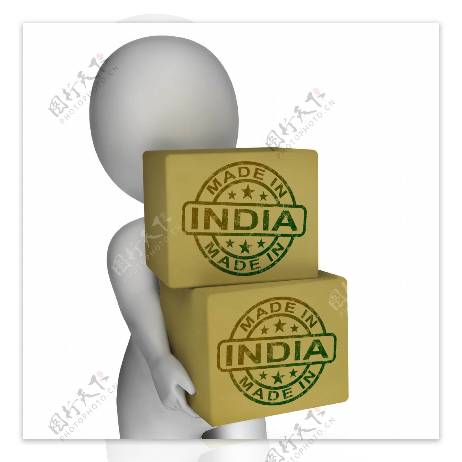 印度邮票的盒子显示印度产品