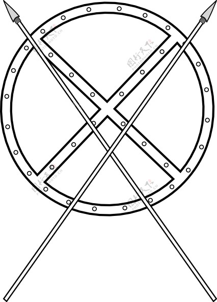 圆形的盾和矛剪贴画十字