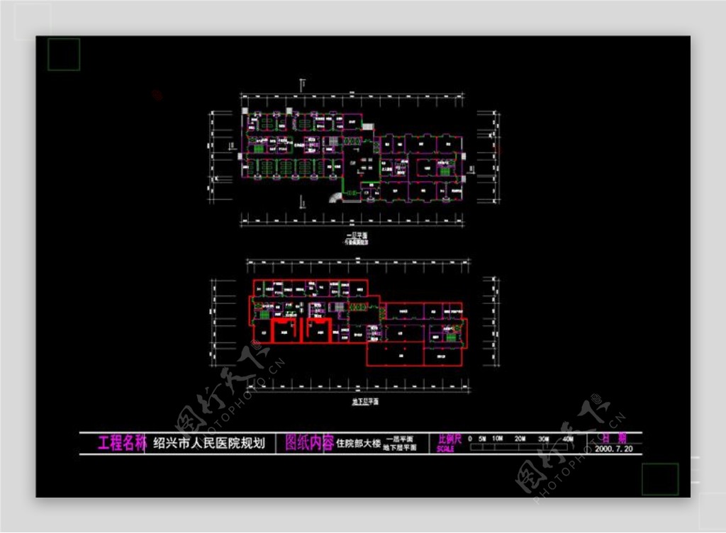 绍兴人民医院规划建筑设计稿cad素材