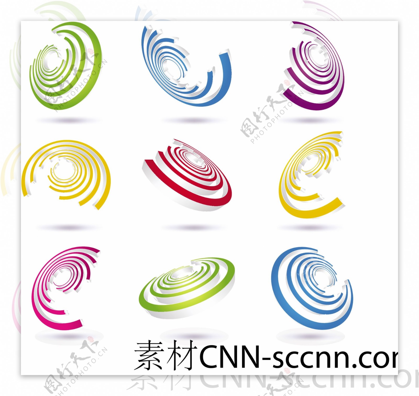 立体彩环logo图标设计矢量素材