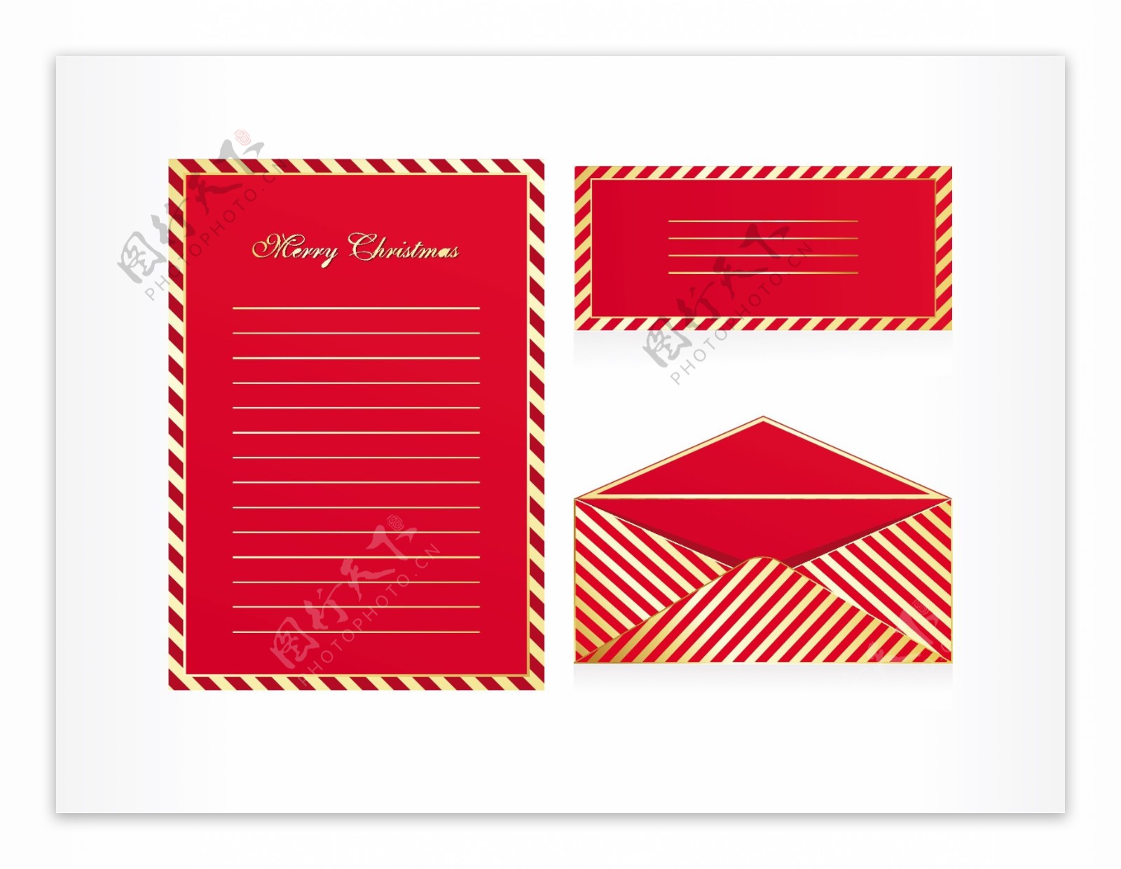红色圣诞信封信头