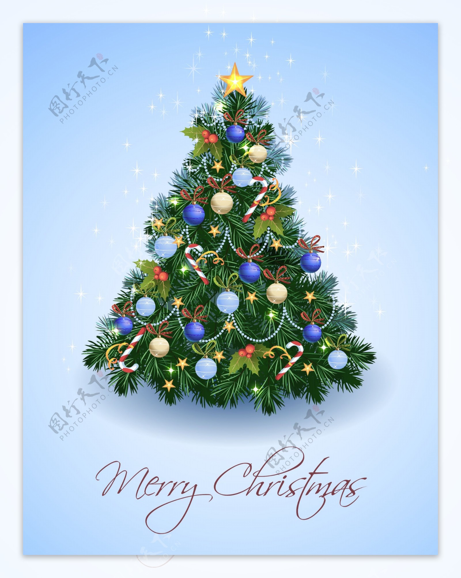 圣诞树装饰卡片背景