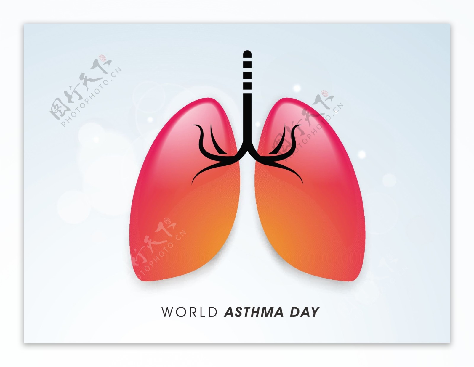 世界哮喘日肺粉红色矢量