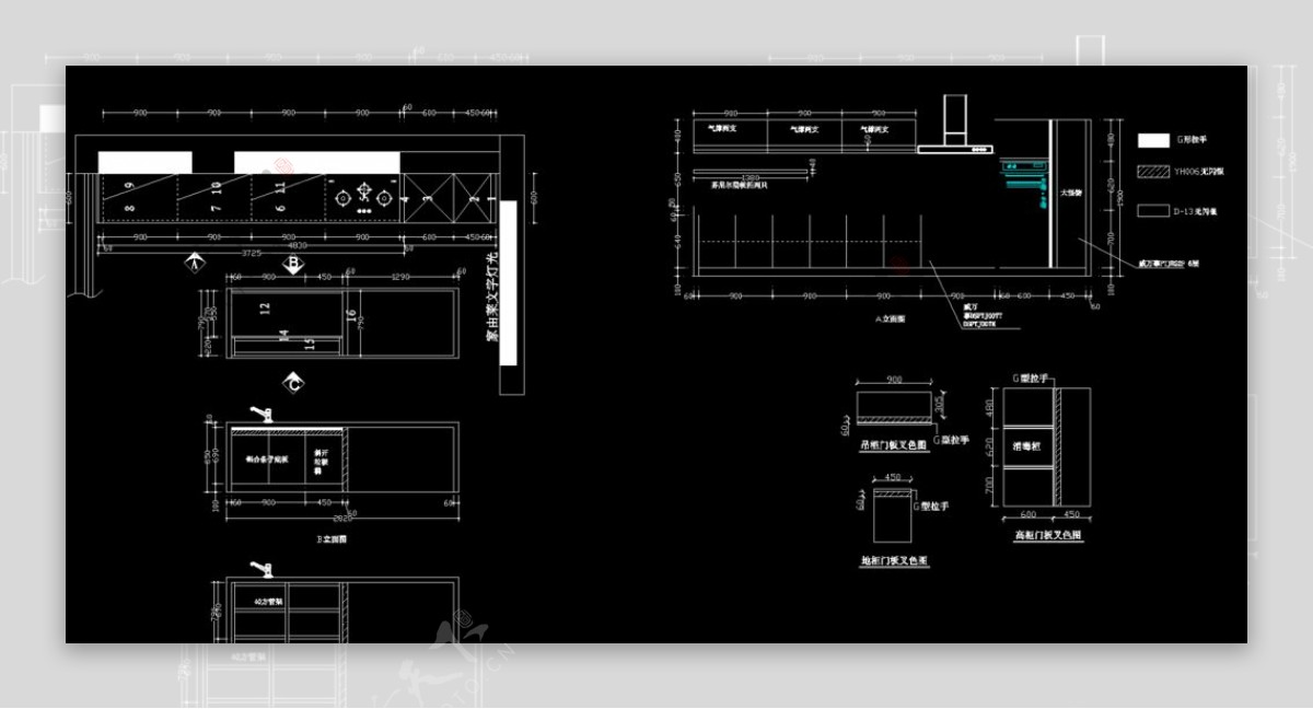 3套厨柜设计CAD图纸图片