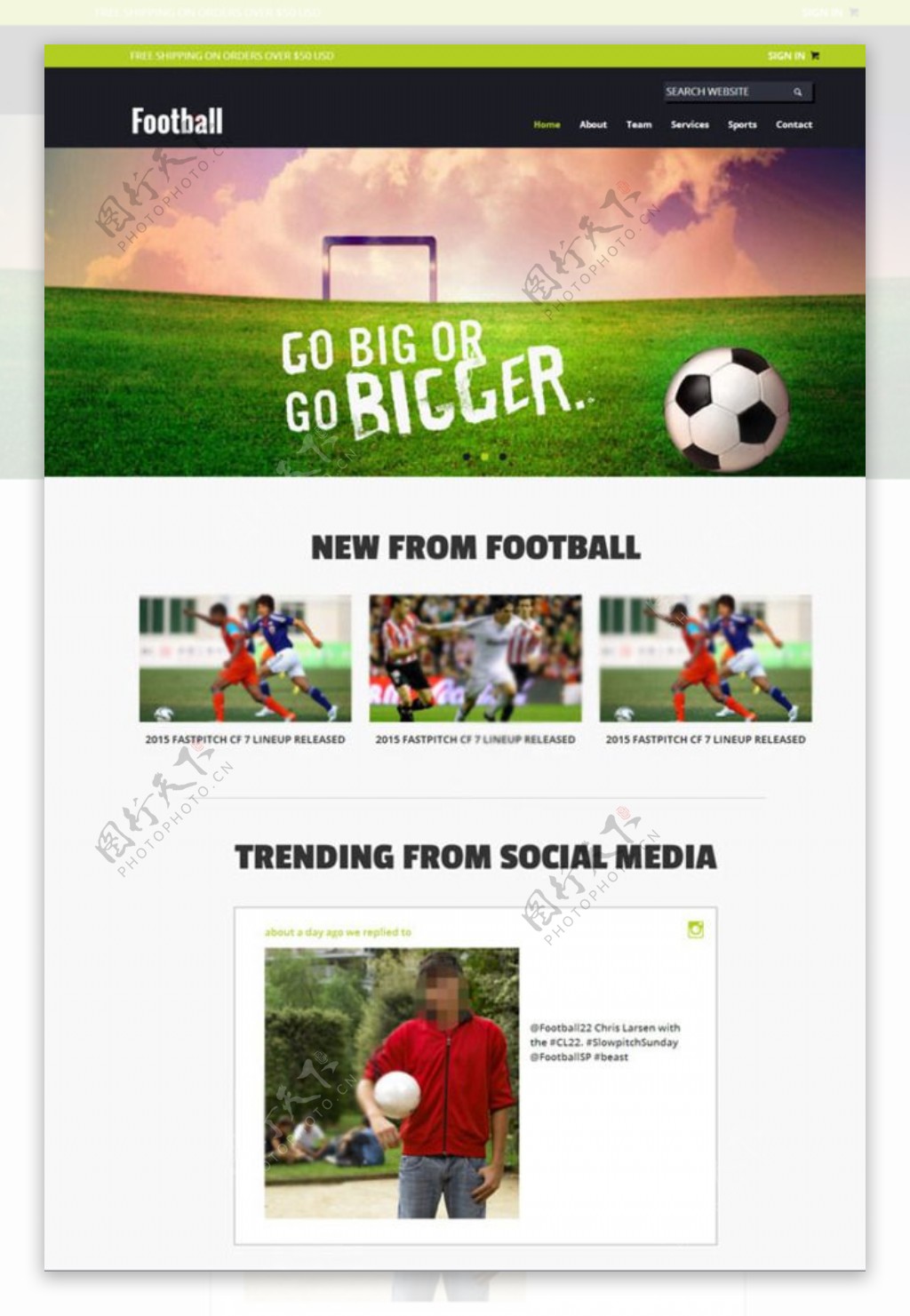 足球运动协会网站模板图片
